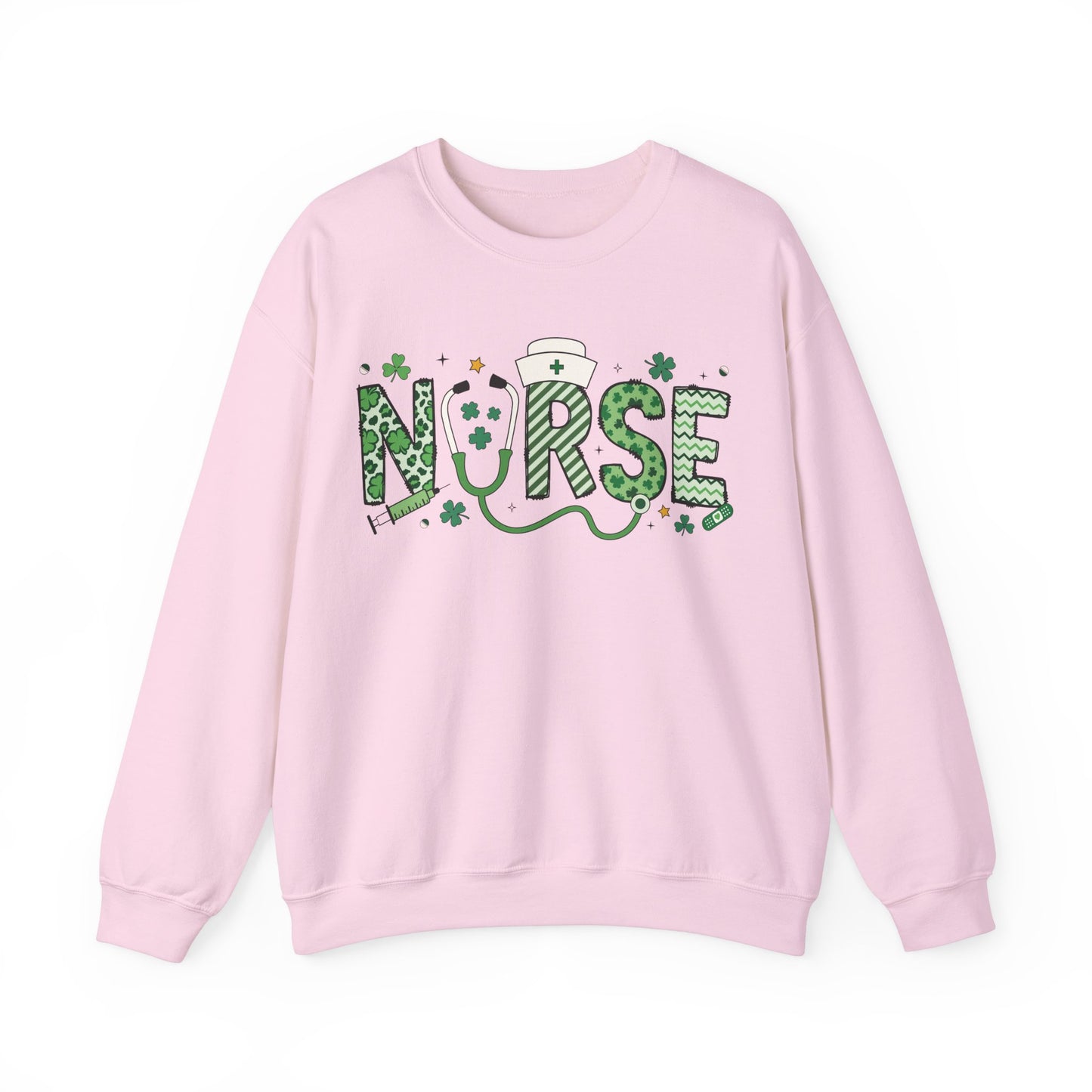 Festive Nurse St. Patricks Day Sweatshirt,  RN sweatershirt, ER Nurse, NICU Nurse, PICU nurse, clover, lucky nurse sweatshirt.