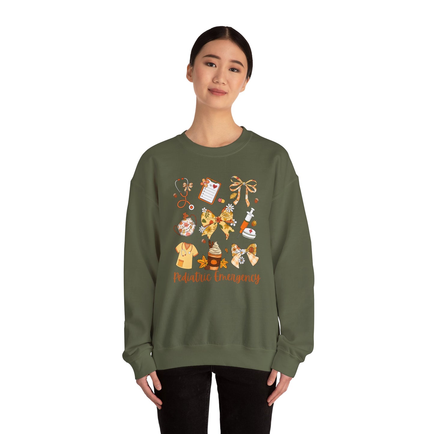 Cute Fall Pediatric Emergency Sweatshirt for all Fall Months, Nurse shirt, gift for nurse, coquette bow, everything fall