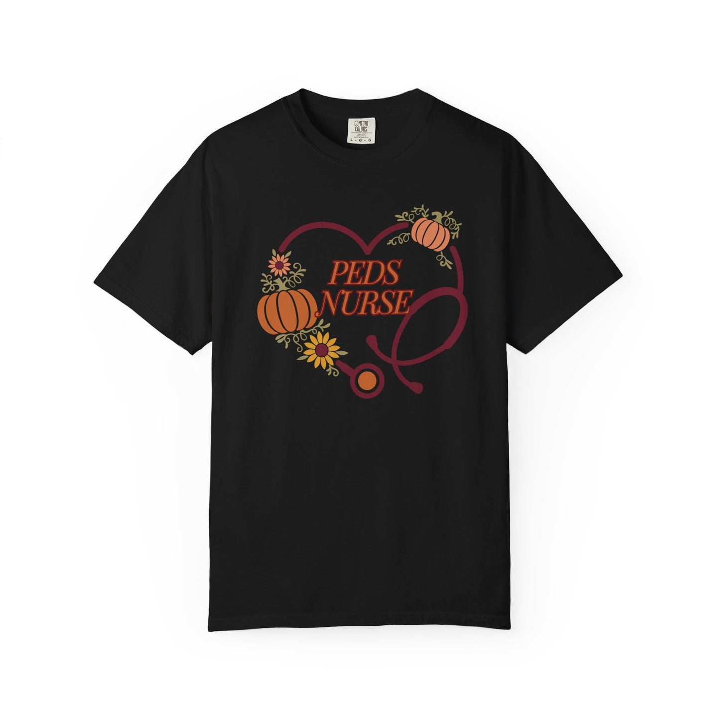 Fall PedsNurse Stethoscope heart, fall shirt, gift for nurse,cute holiday shirt, comfort colors, thanksgiving shirt