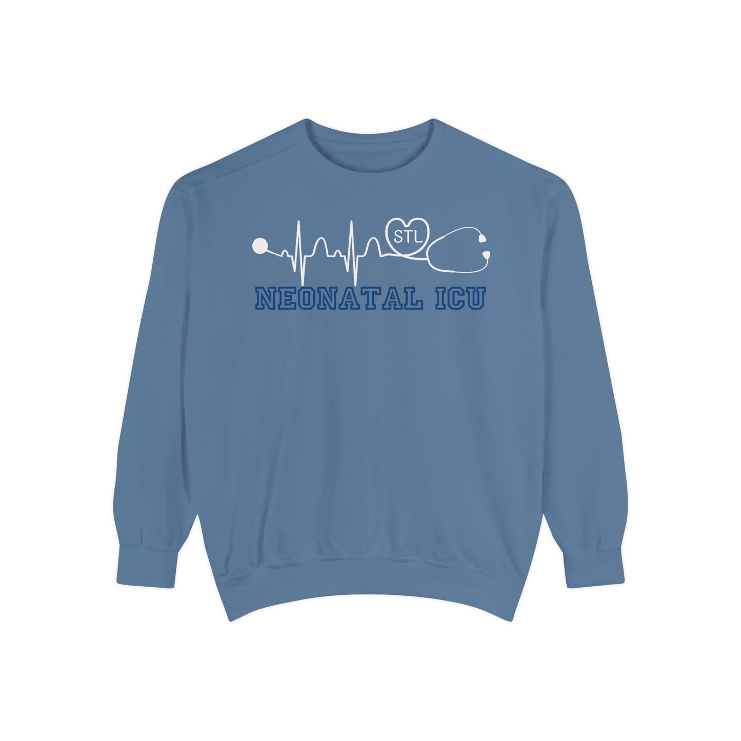 NICU STL EKG Comfort colors sweatshirt, cozy simple varsity letters EKG STL Heart Sweatshirt