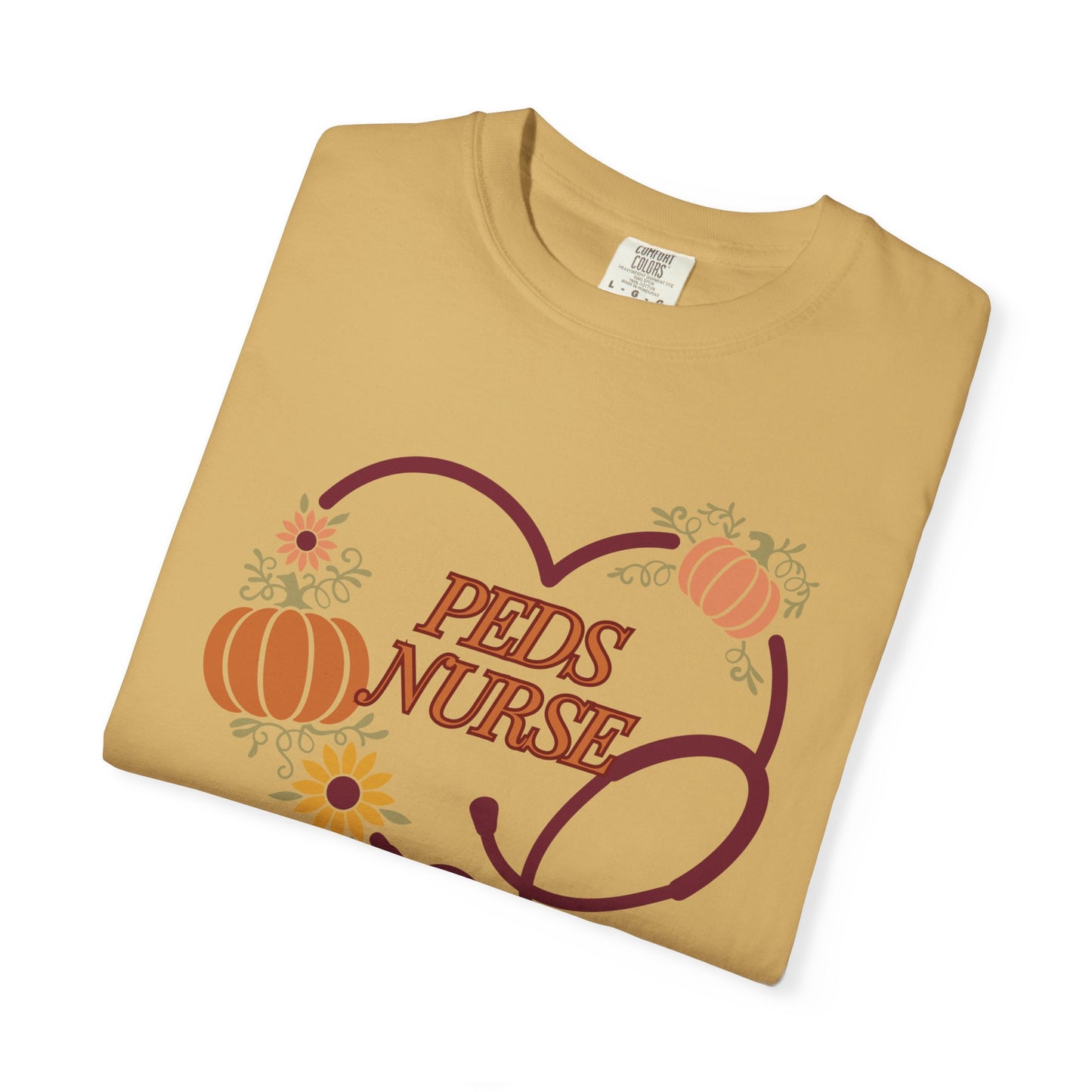 Fall PedsNurse Stethoscope heart, fall shirt, gift for nurse,cute holiday shirt, comfort colors, thanksgiving shirt