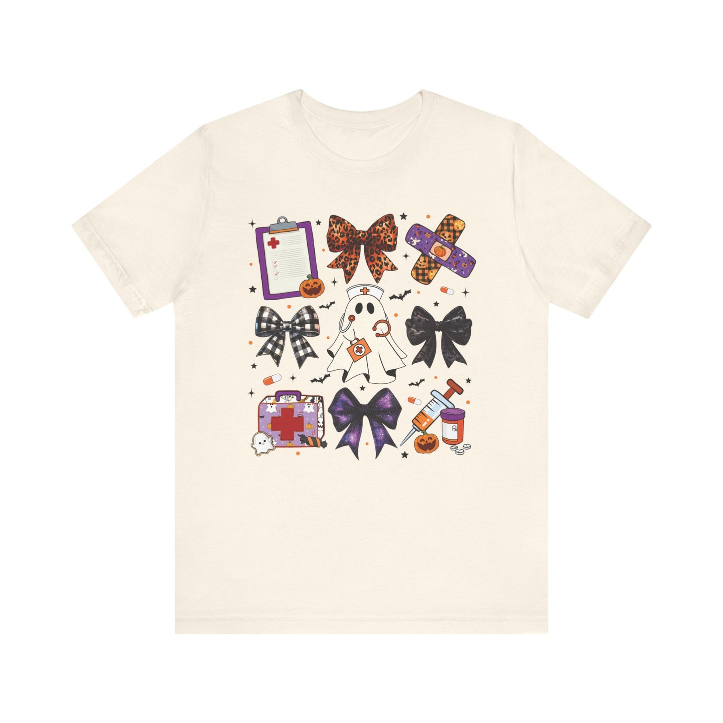 Cute fun coquette Halloween nurse shirt, fall shirt, ghost nurse shirt , emergency nurse, RN Halloween shirt , comfort colors shirt, ER RN, medical shirt