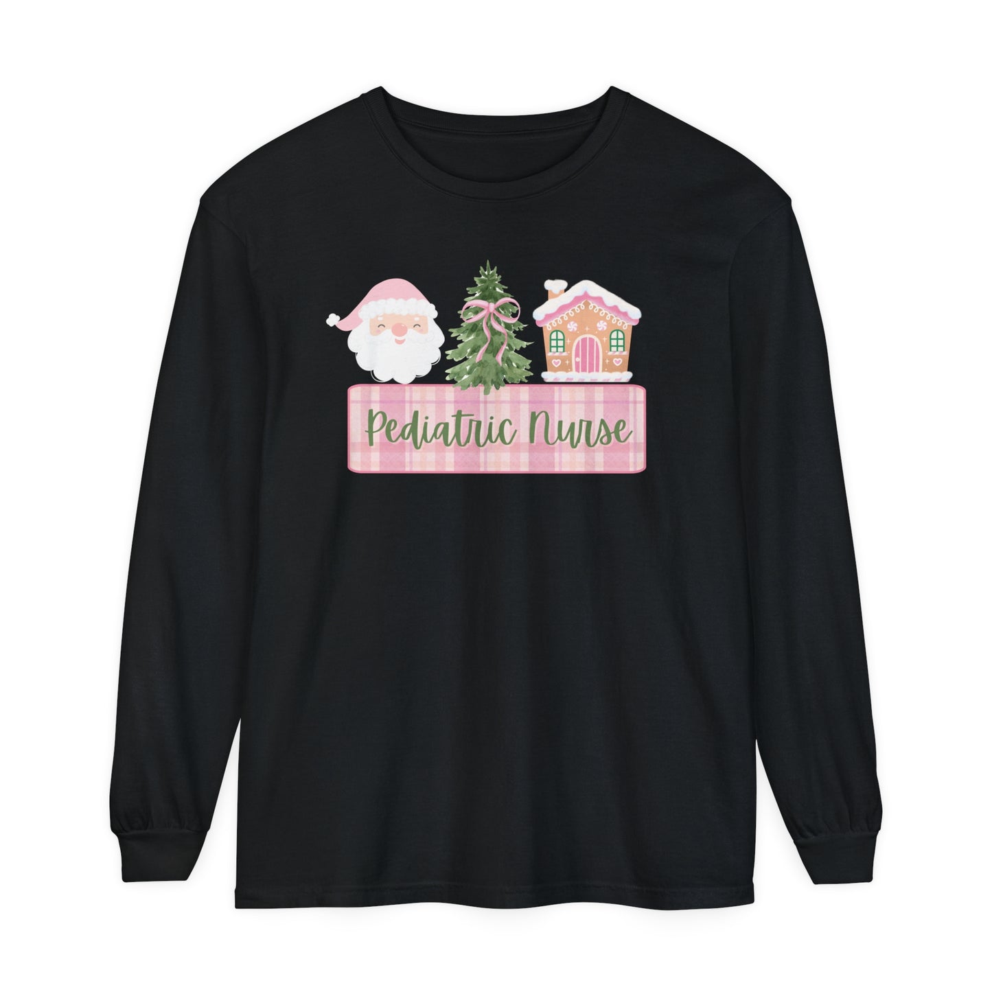 Pediatric Nurse Christmas Shirt, Comfort Colors Long Sleeve, Pink Christmas Pediatric Nurse, gift for any Peds nurse this Holiday Season!