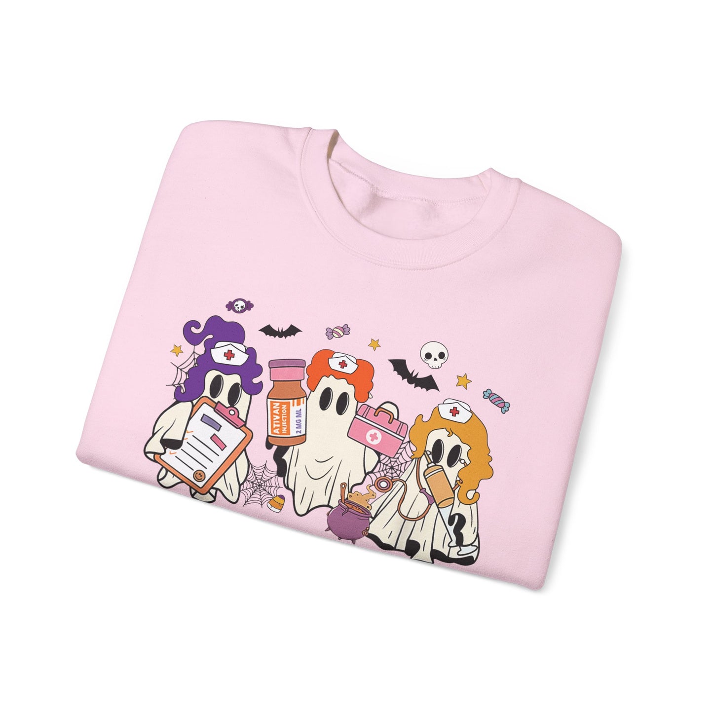 Funny Ghost pediatric nurse sweatshirt, Halloween sweatshirt, spooky season, ER RN, NICU nurse,  Halloween Nurse,, floral Halloween ghost,