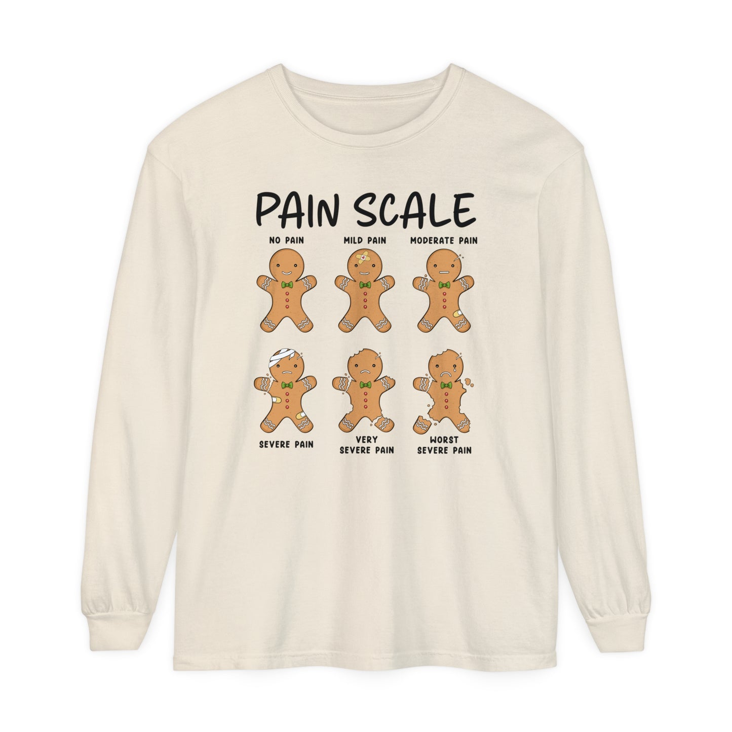 Christmas Nurse  Shirt, Gingerbread Nurse Shirt, Pain Scale, funny nurse Christmas Long Sleeve, Nurse Christmas, Christmas comfort colors,