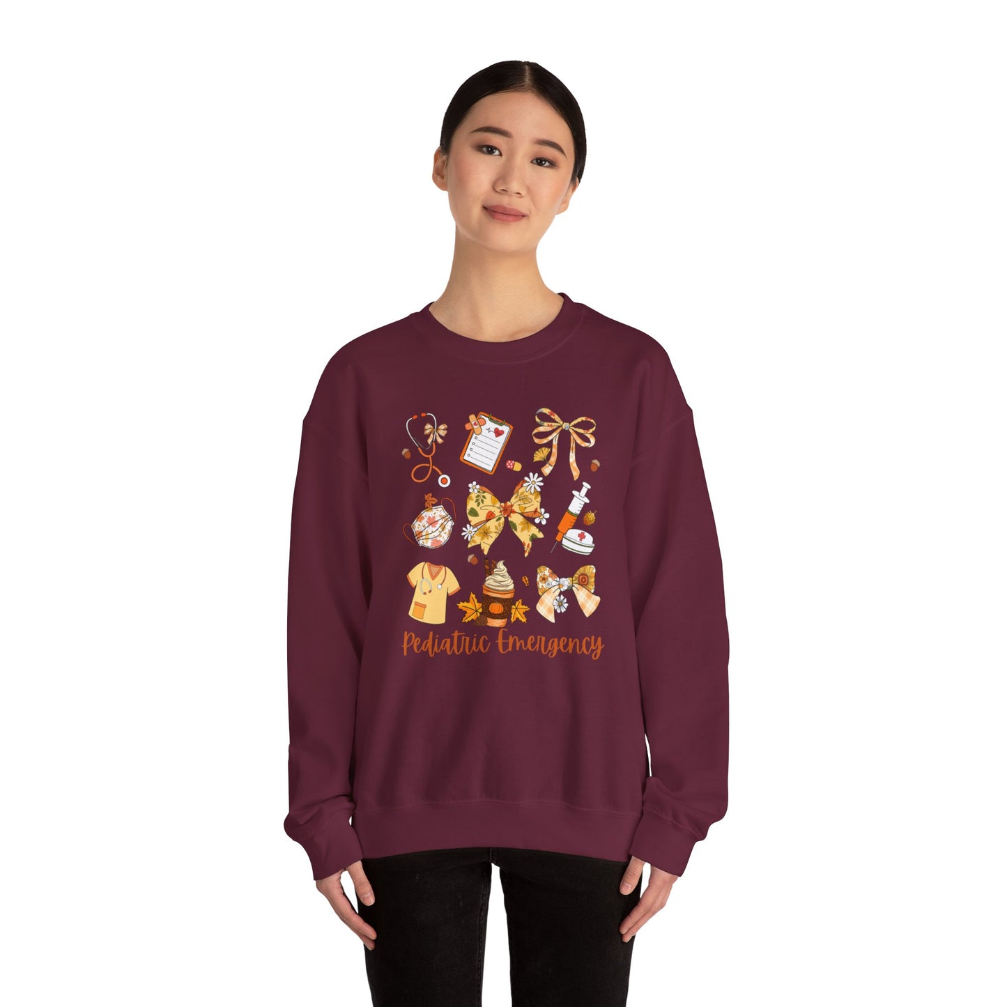 Cute Fall Pediatric Emergency Sweatshirt for all Fall Months, Nurse shirt, gift for nurse, coquette bow, everything fall