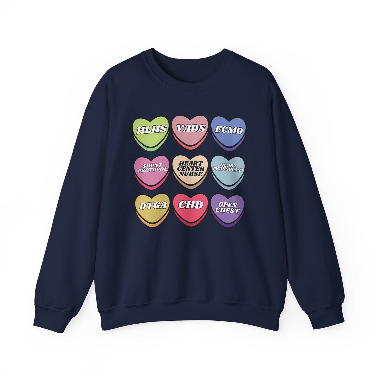 Heart Center Nurse Valentine’s Day Sweatshirt, Cute Candy Heart Sayings, match your coworkers this Valentine’s Day