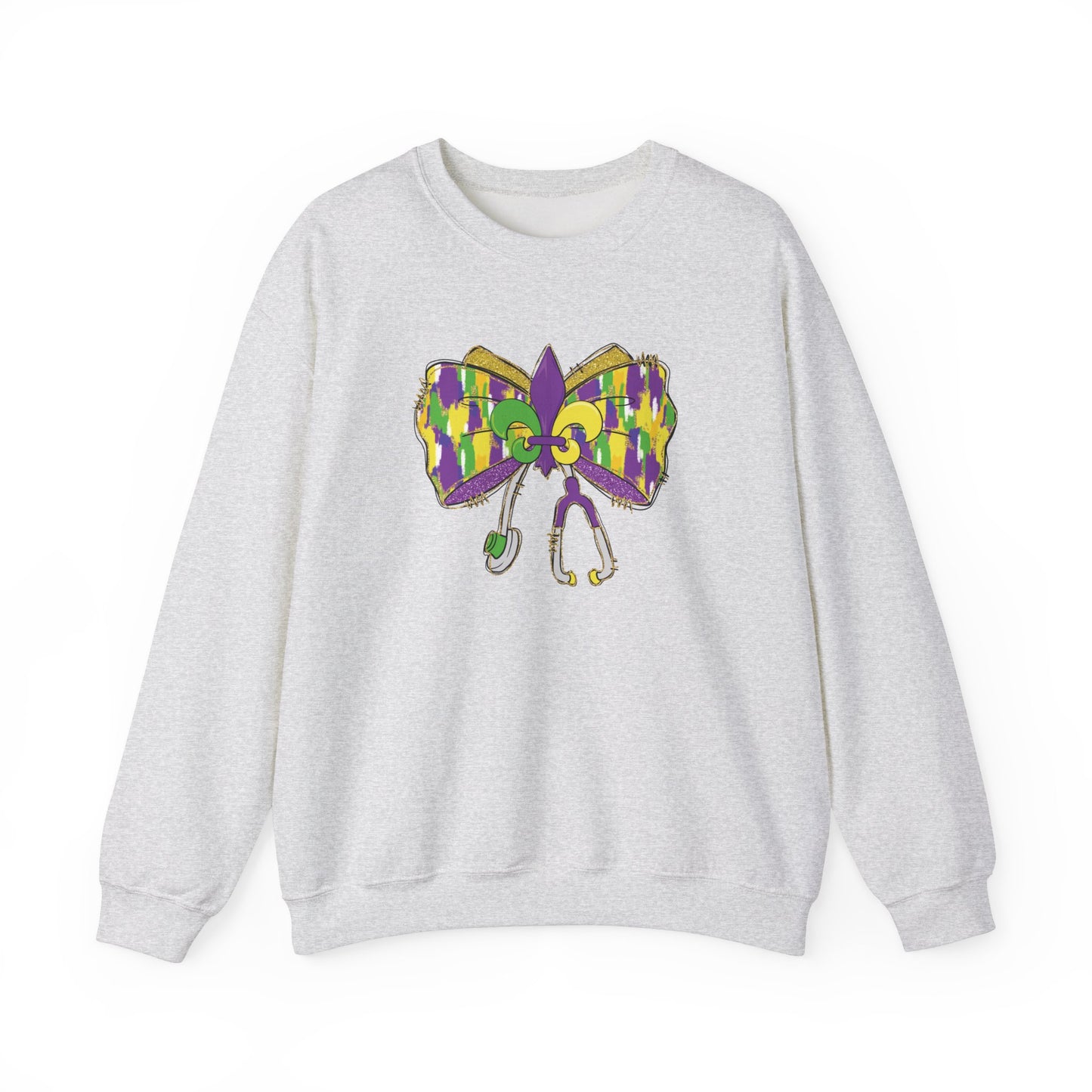 Mardi Gras  colorful bow Nurse Gildan Sweatshirt