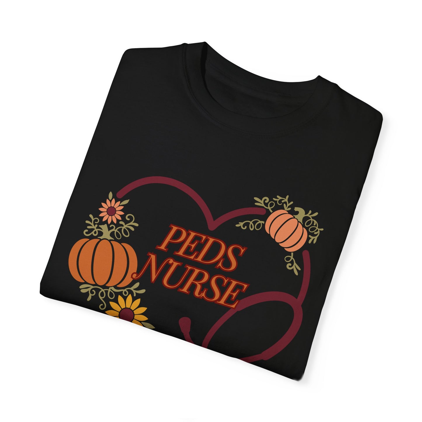 Fall PedsNurse Stethoscope heart, fall shirt, gift for nurse,cute holiday shirt, comfort colors