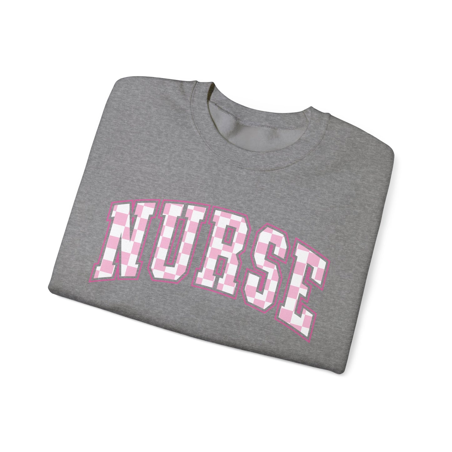 Retro Checkered Pink Nurse Gildan Sweatshirt