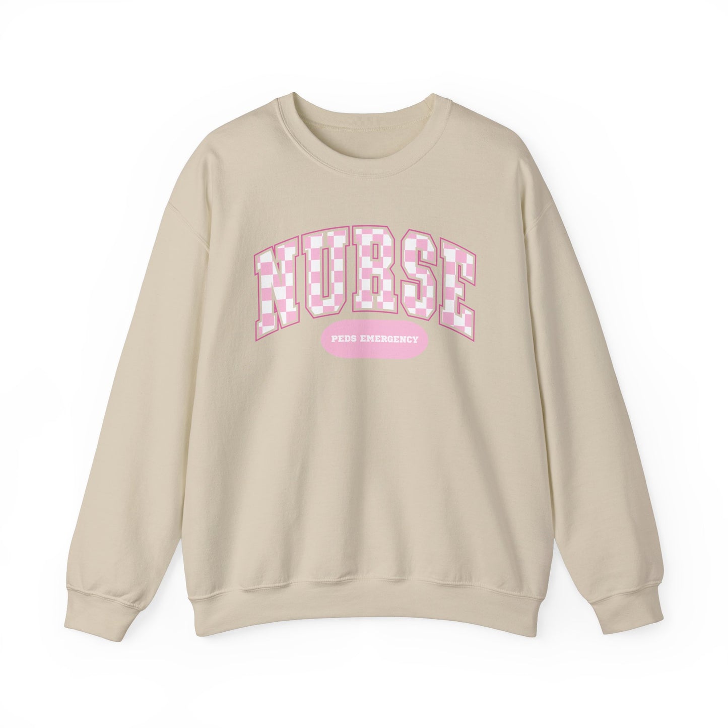 Retro Checkered Peds Emergency Varsity Letter Nurse Sweatshirt
