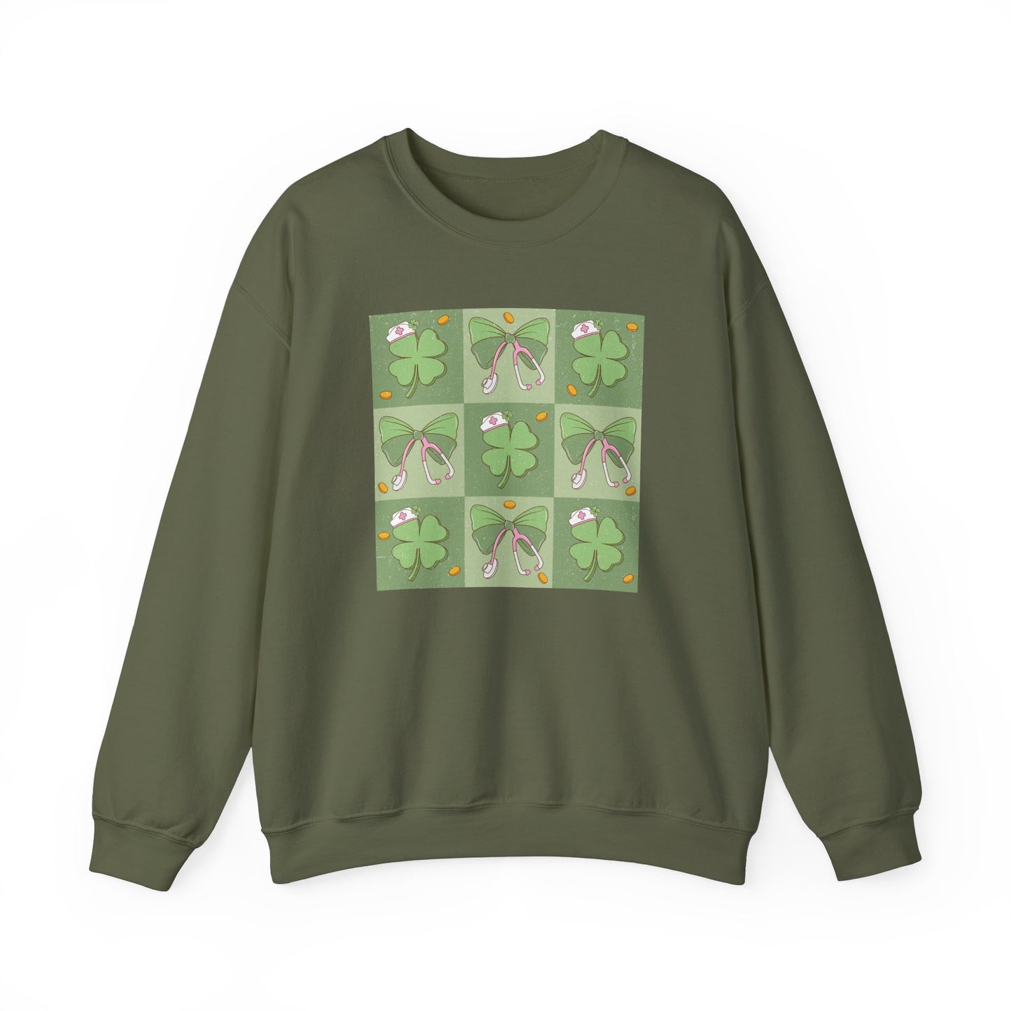 Cute Plaid Nurse St. Patricks Day Sweatshirt,  RN sweatershirt, ER Nurse, NICU Nurse, PICU nurse, clover, lucky nurse sweatshirt.