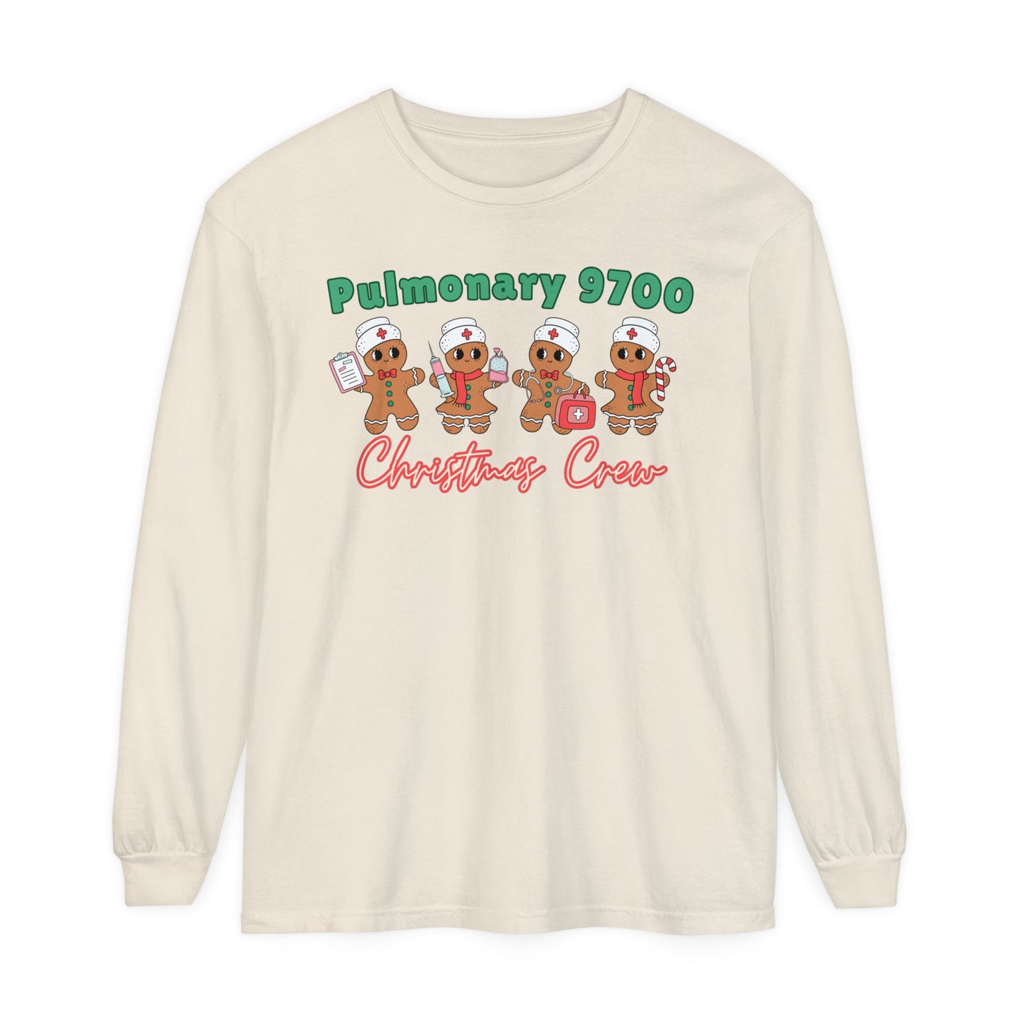 9700 Pulmonary  Nurse Christmas Long Sleeve Shirt, Gingerbread shirt, Nurse Christmas, Christmas comfort colors, Pediatric Department shirt