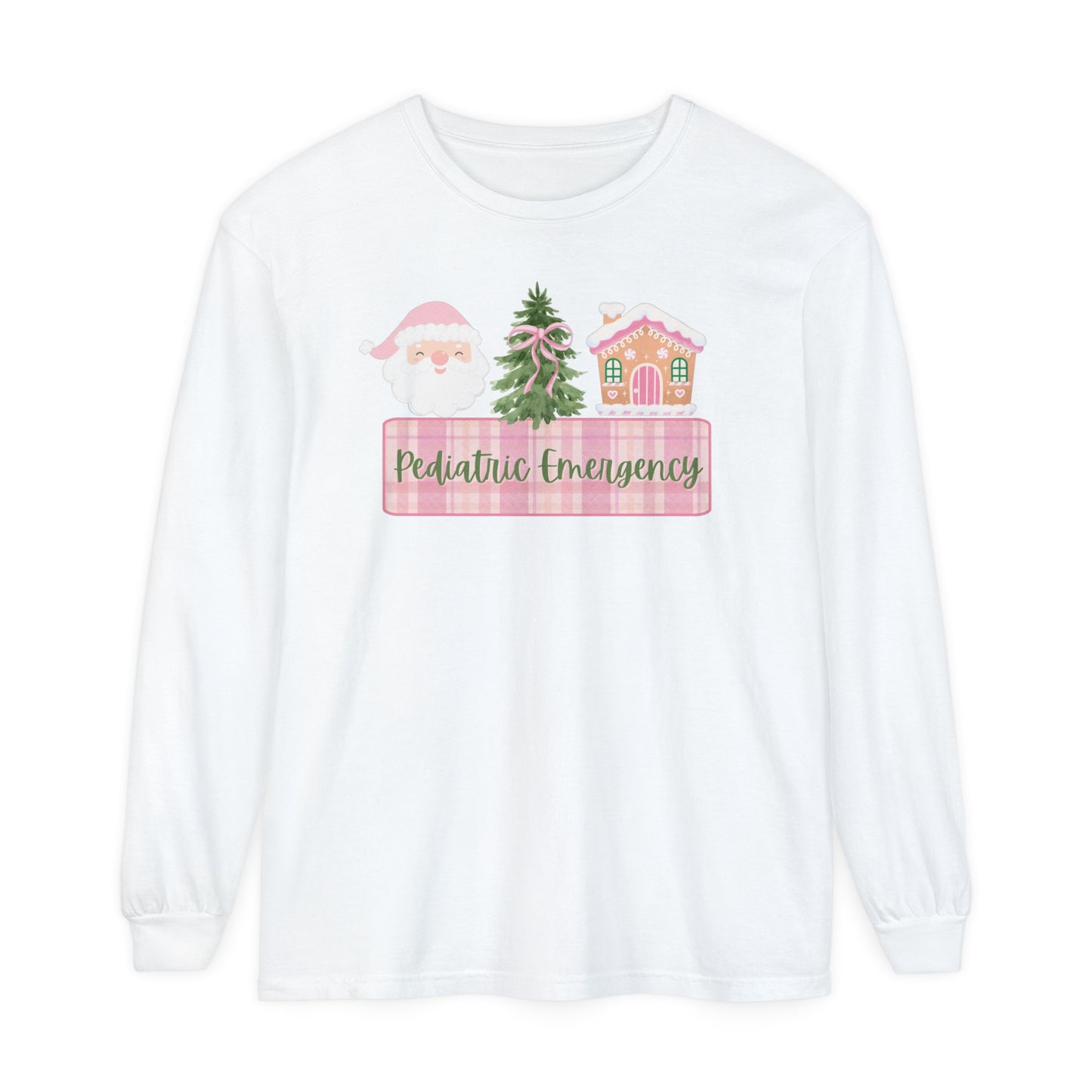 Pediatric Emergency Nurse Christmas Shirt, Comfort Colors Long Sleeve, Pink Christmas Pediatric Nurse, gift for any Peds nurse!