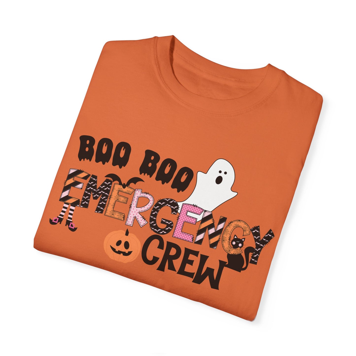 Boo boo crew nurse shirt, emergency nurse, RN Halloween shirt , comfort colors pink and orange ghost shirt, boo,  ER RN, medical shirt