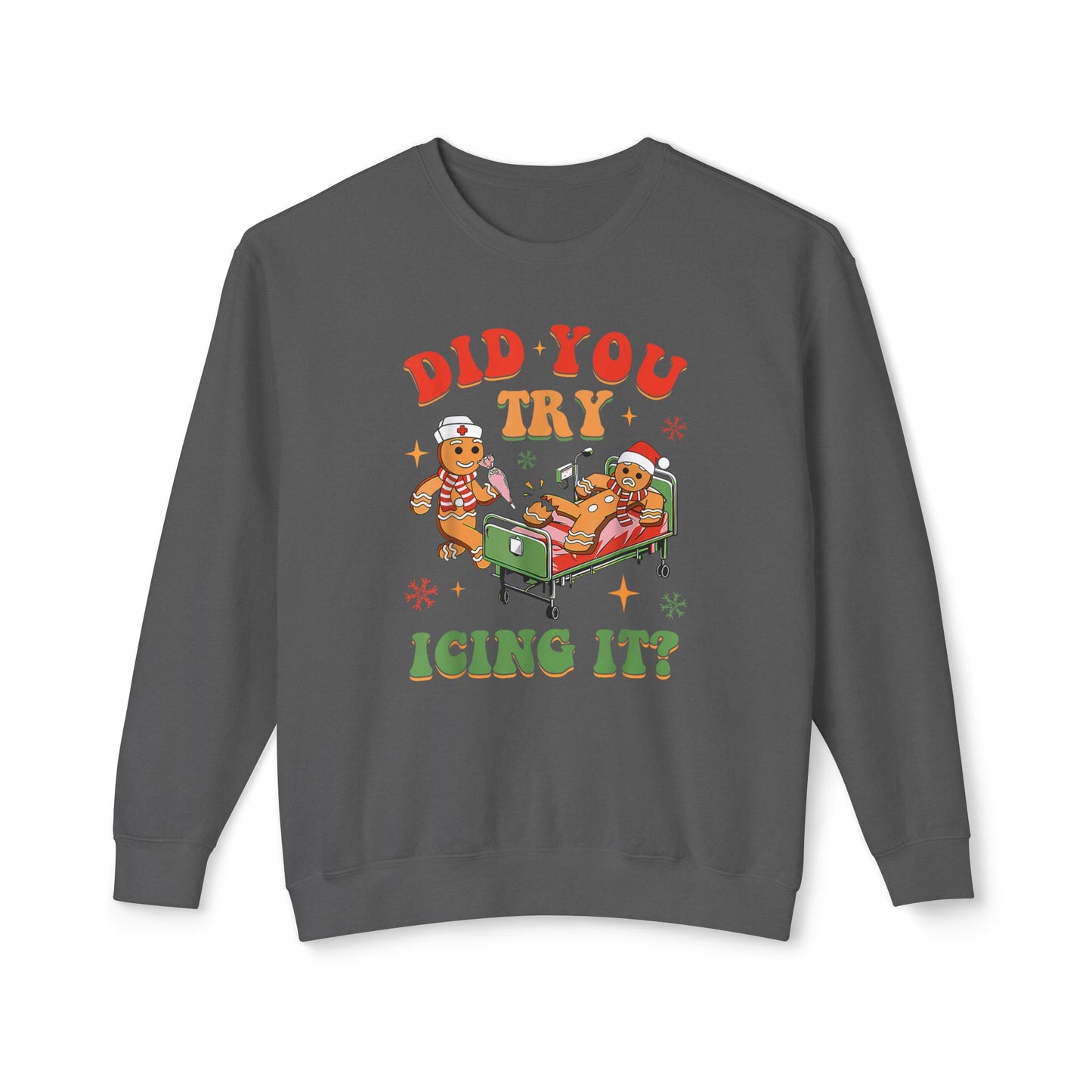 Did you try Icing It ? Comfort colors nurse funny Christmas sweater!