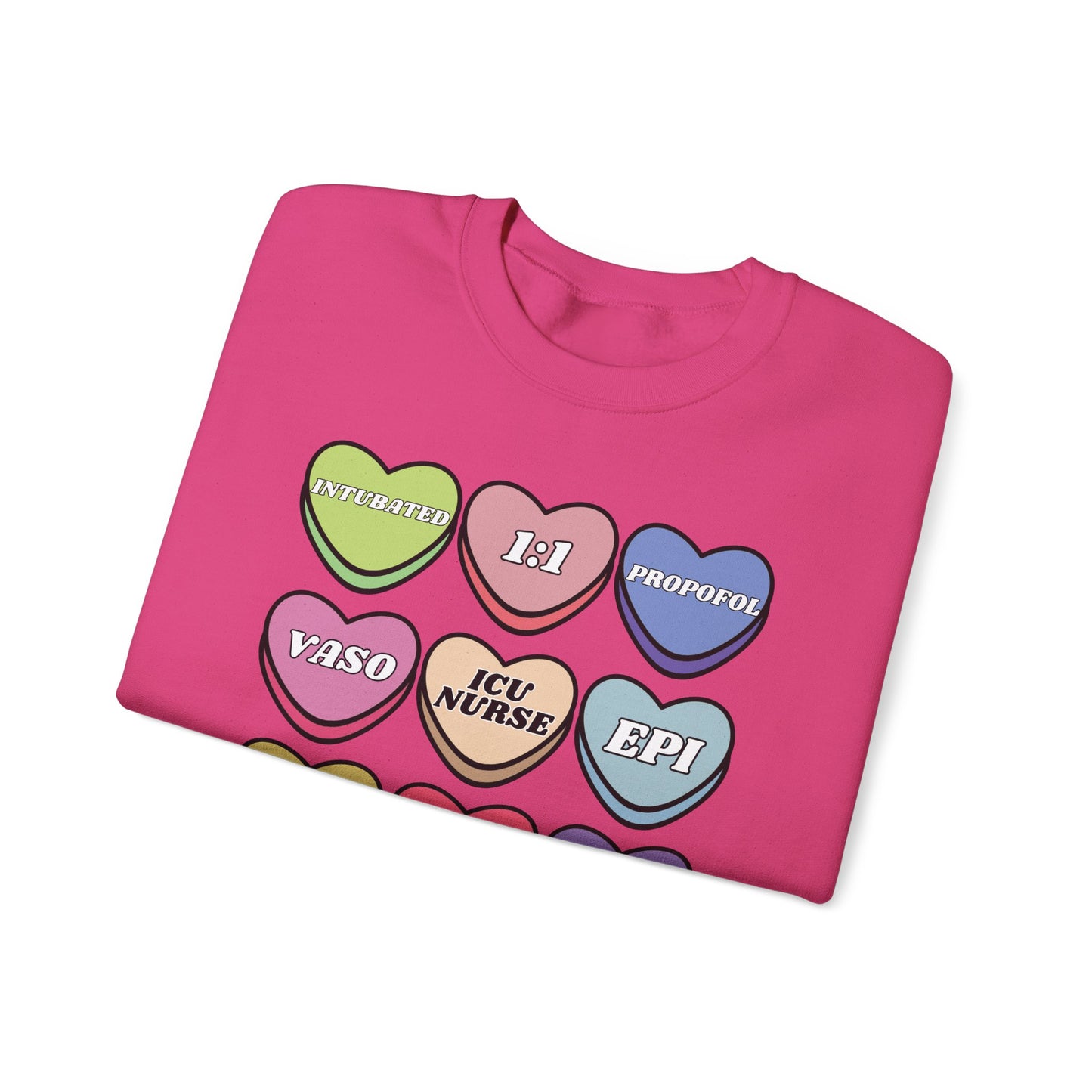 ICU Nurse Valentine’s Day Sweatshirt, Cute Candy Heart NICU Sayings, match your coworkers this Valentine’s Day