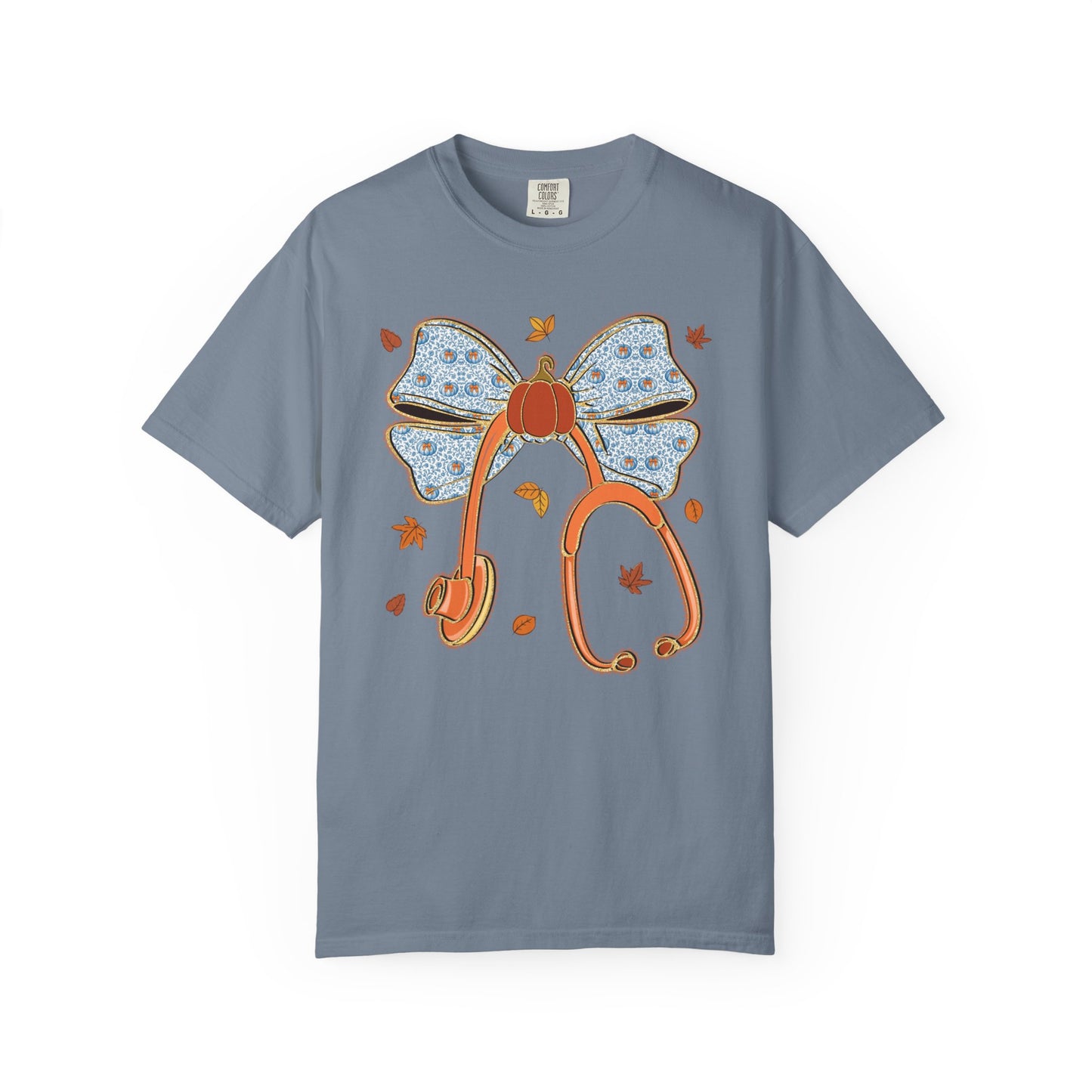 Stethoscope Bow PedsNurse Stethoscope heart, fall shirt, gift for nurse,cute holiday shirt, comfort colors, thanksgiving shirt