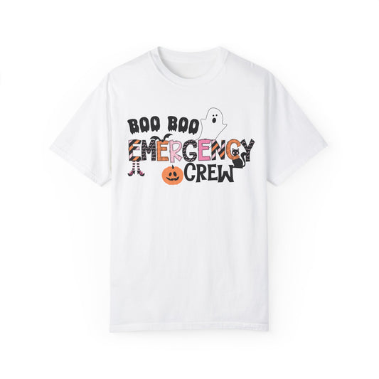 Boo boo crew nurse shirt, emergency nurse, RN Halloween shirt , comfort colors pink and orange ghost shirt, boo,  ER RN, medical shirt