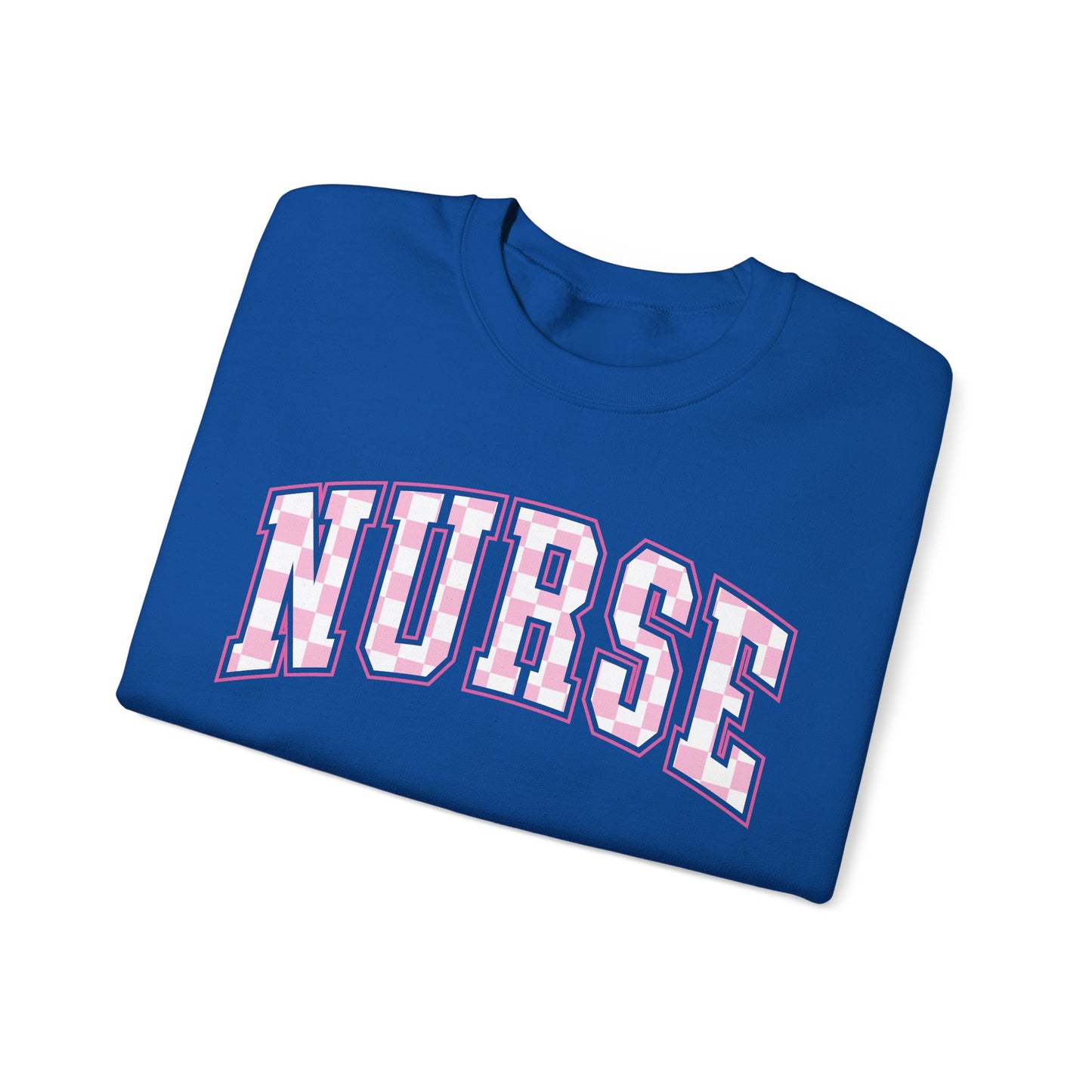 Retro Checkered Pink Nurse Gildan Sweatshirt