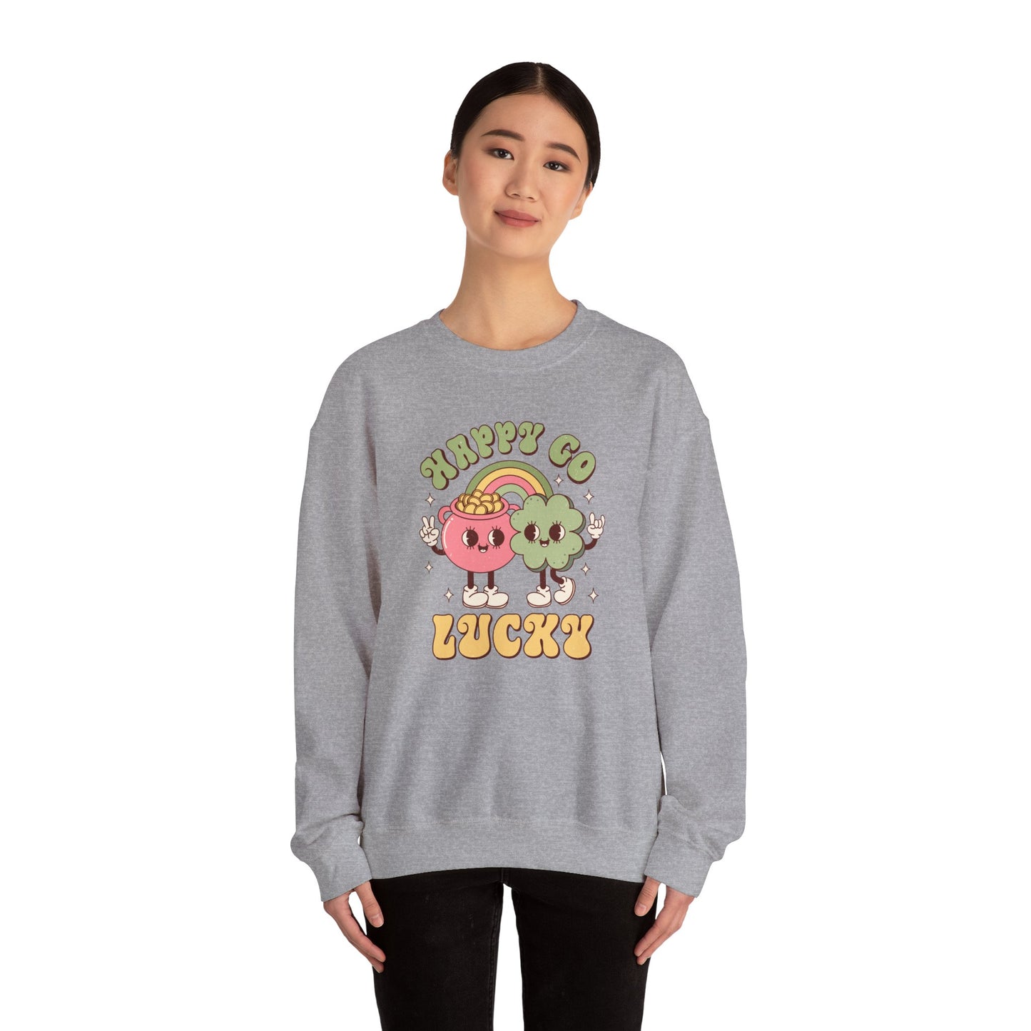 Happy Go Lucky St. Patricks Day sweatshirt, St. Pattys Nurse sweatshirt, ED RN, NICU, Teacher, Nurse Sweatshirt, Retro St. Pattys