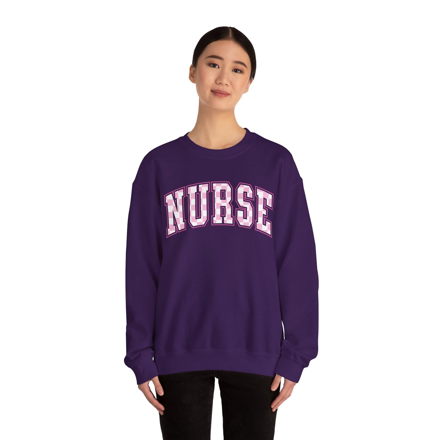 Retro Checkered Pink Nurse Gildan Sweatshirt