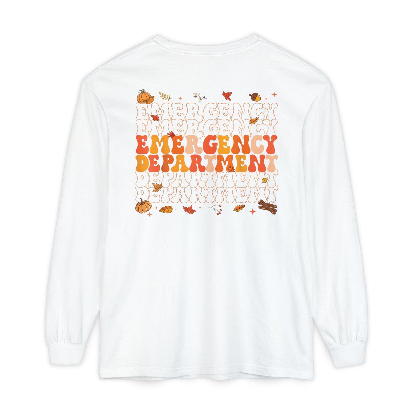 Turkey front ED sign, thanksgiving theme ED Nurse longsleeve , pediatric nurse shirt, comfort colors turkey nurse shirt, Peds nurse,fall nurse shirt
