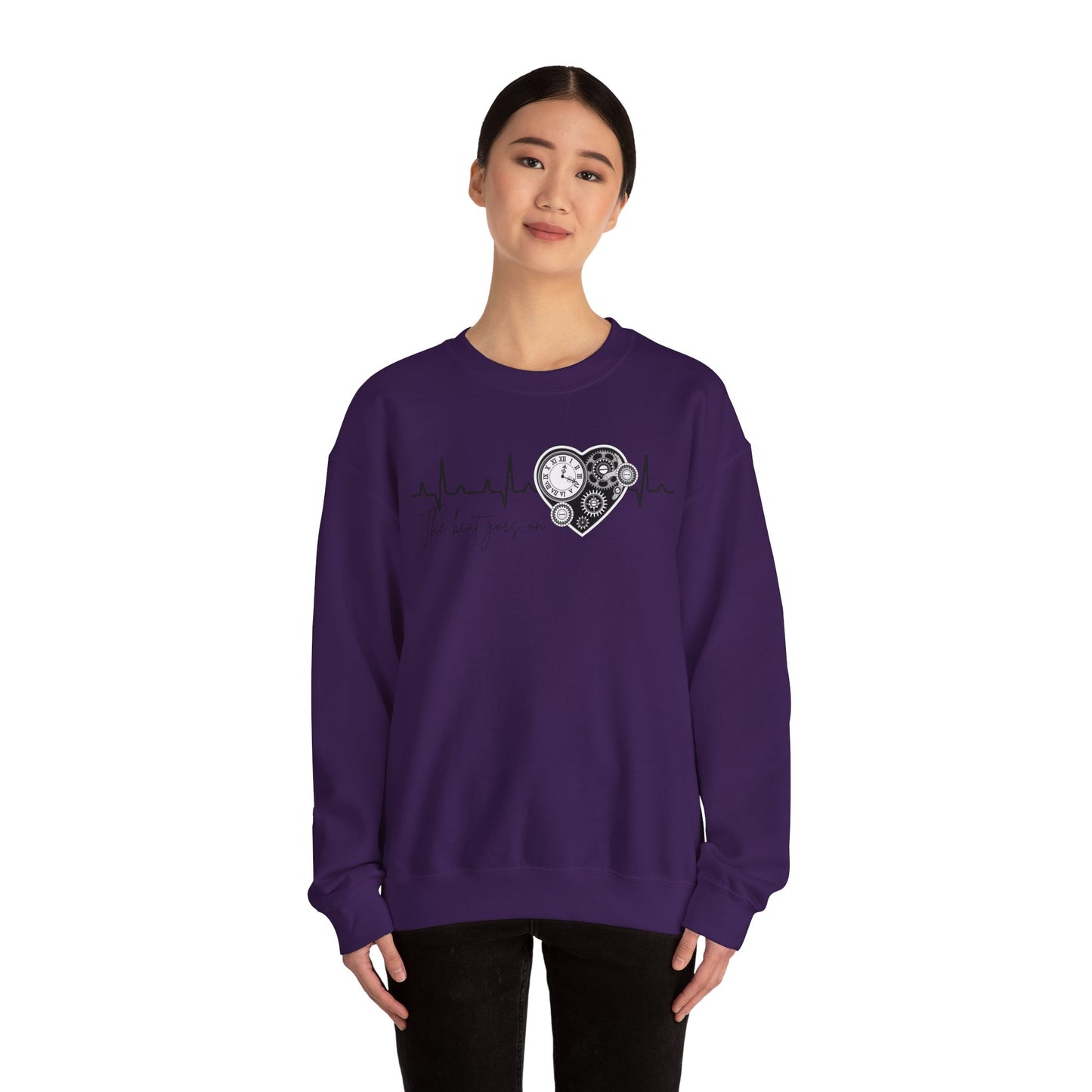 The beat goes on cardiology sweatshirt, cute and cozy mechanical heart gildan sweatshirt