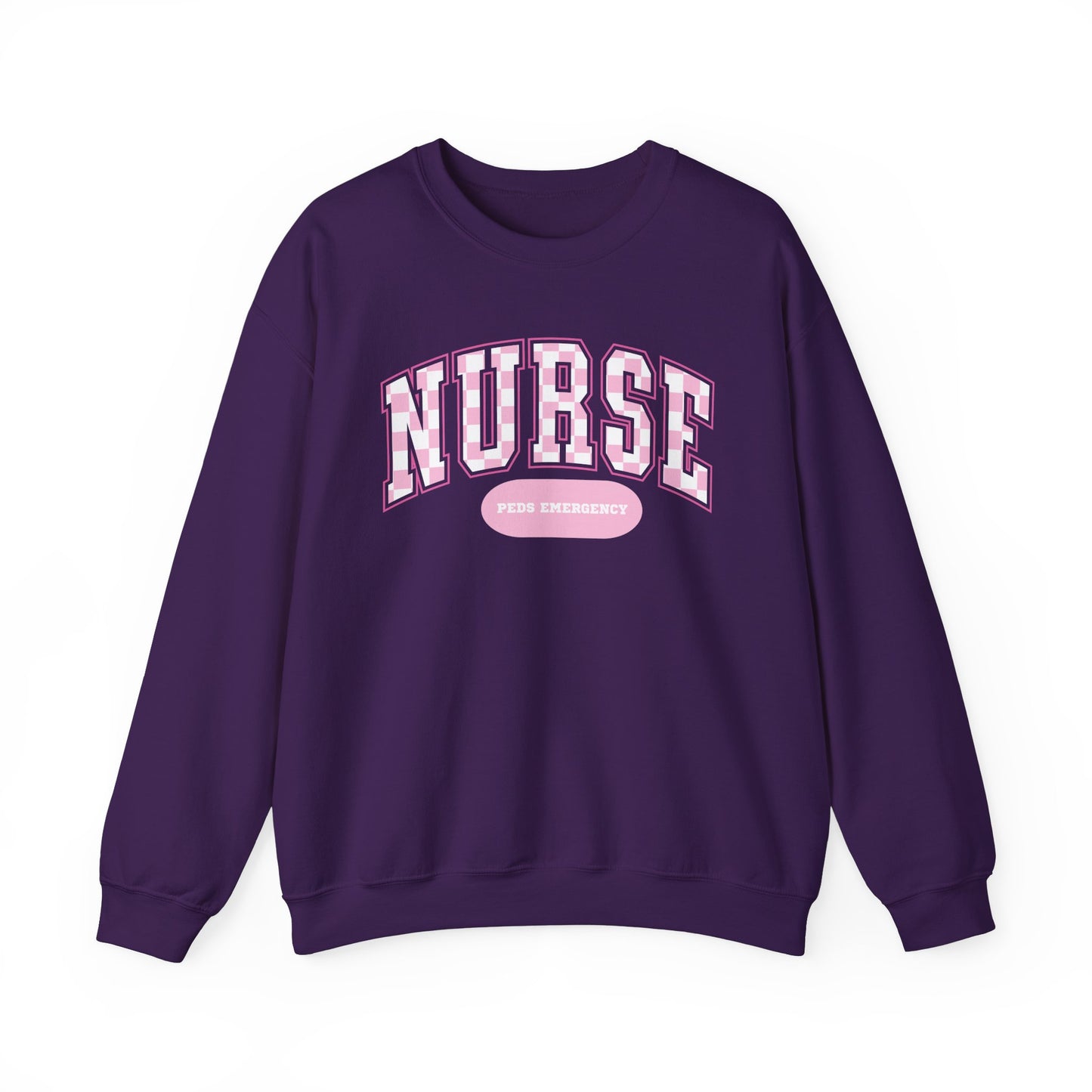Retro Checkered Peds Emergency Varsity Letter Nurse Sweatshirt