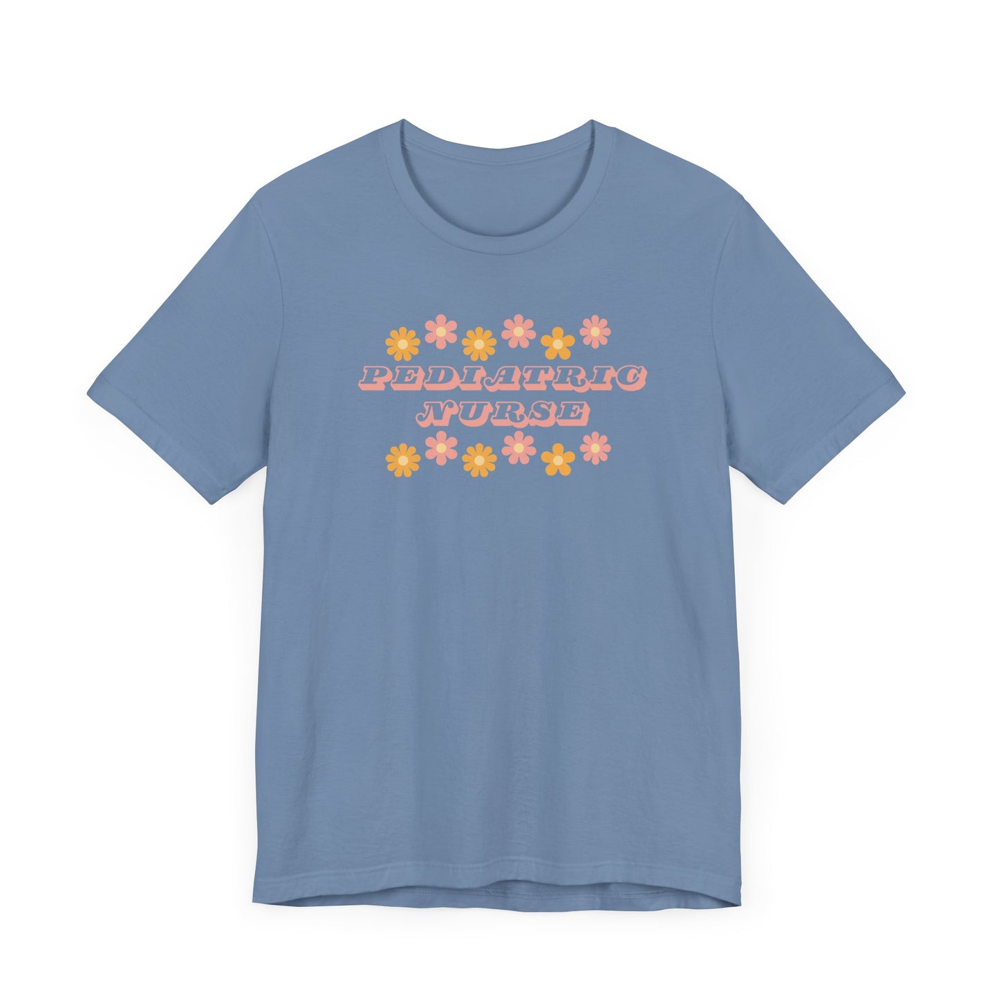 Retro flower power pediatric nurse Bella canvas tshirt, cute spring summer nurse shirt