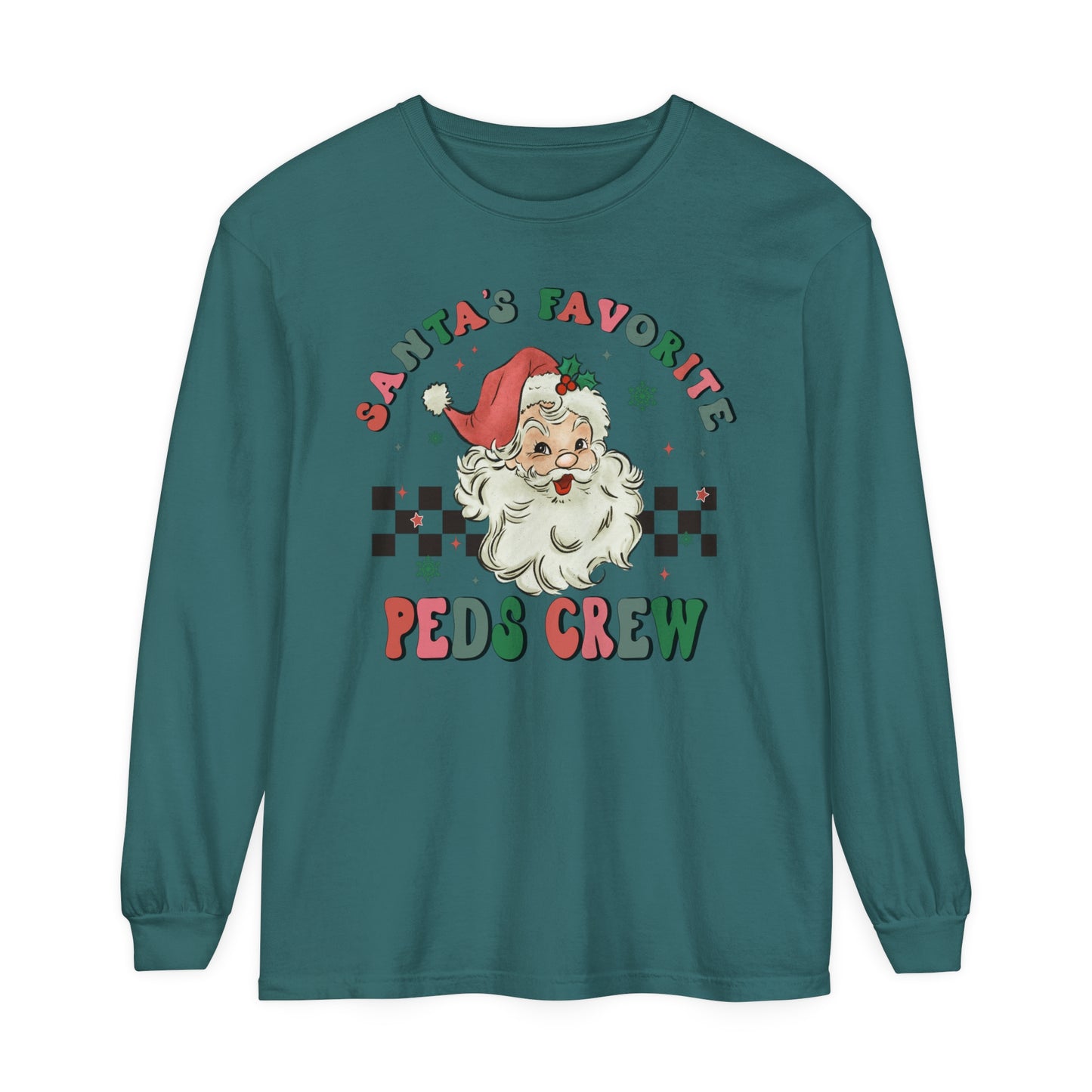Pediatric Nurse Christmas Long Sleeve Shirt, Santa shirt, Nurse Christmas, Christmas comfort colors, Pediatric Department shirt