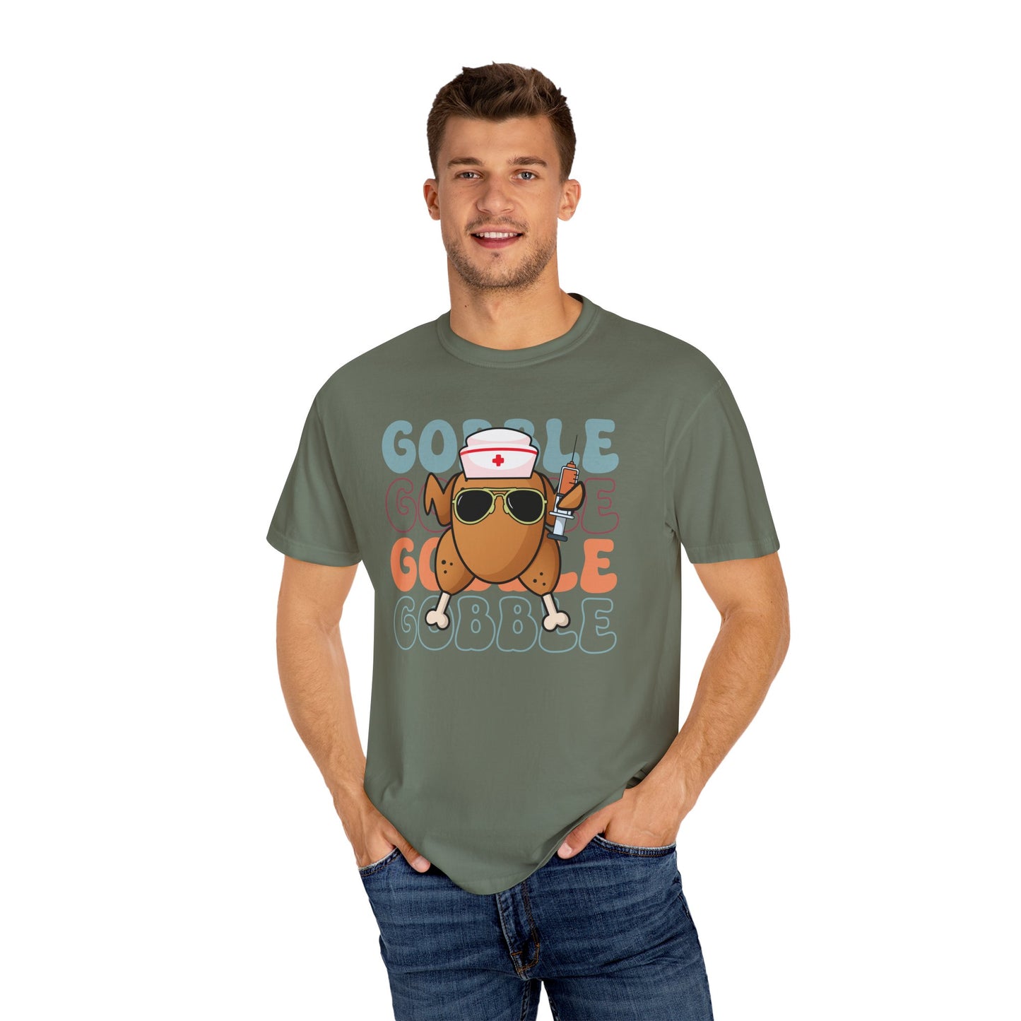 Funny gobble gobble turkey  Thanksgiving Comfort colors tshirt