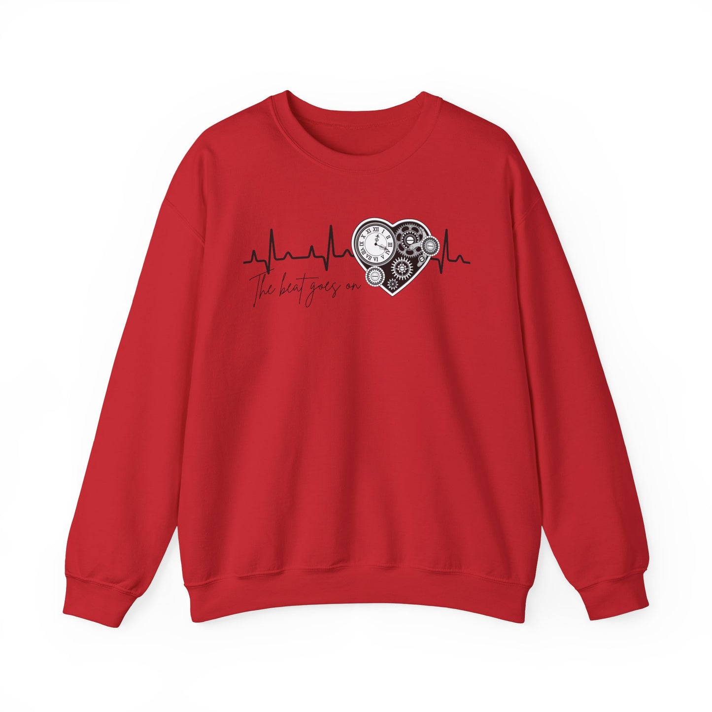 The beat goes on cardiology sweatshirt, cute and cozy mechanical heart gildan sweatshirt