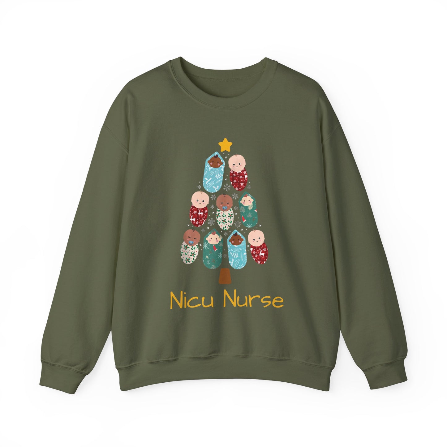 NICU Nurse Christmas Sweatshirt, cute baby tree, L & D Nurse, Gift For Nurse