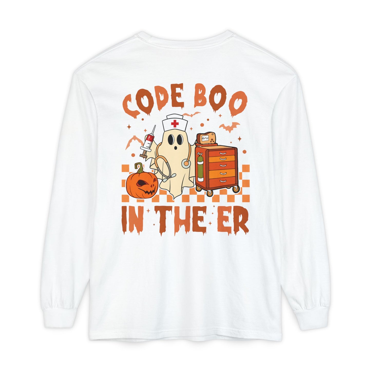 Code Boo in the ER, pediatric nurse Halloween shirt,, Comfort colors ghost nurse shirt, Peds nurse , Spooky nurse shirt
