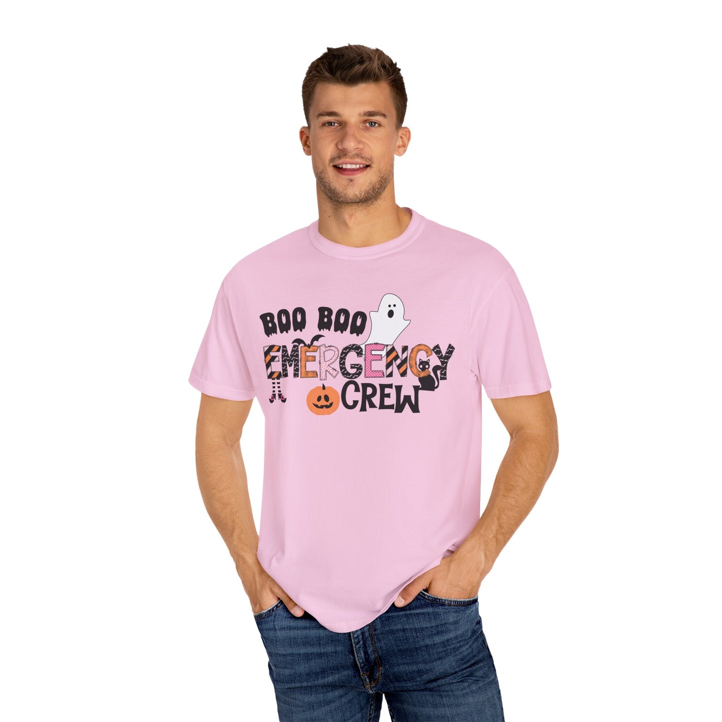 Boo boo crew nurse shirt, emergency nurse, RN Halloween shirt , comfort colors pink and orange ghost shirt, boo,  ER RN, medical shirt