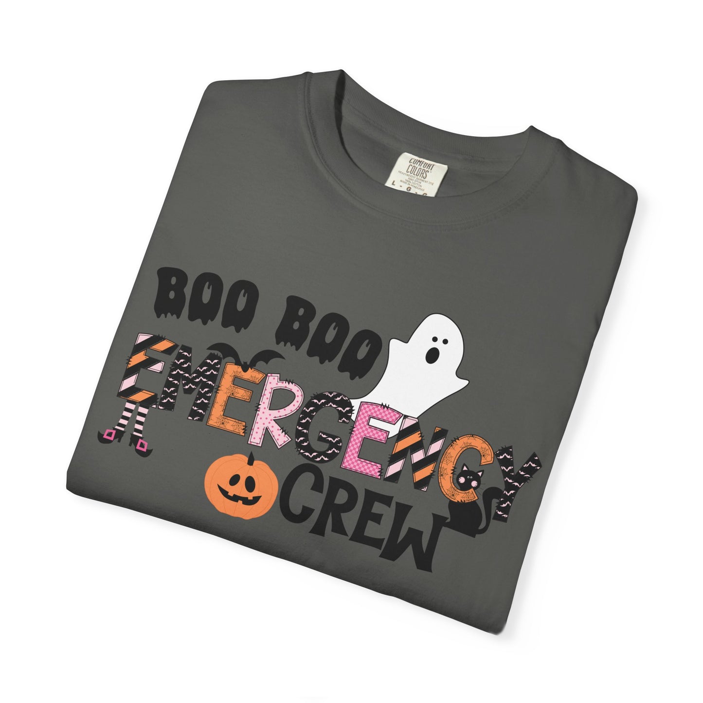 Boo boo crew nurse shirt, emergency nurse, RN Halloween shirt , comfort colors pink and orange ghost shirt, boo,  ER RN, medical shirt