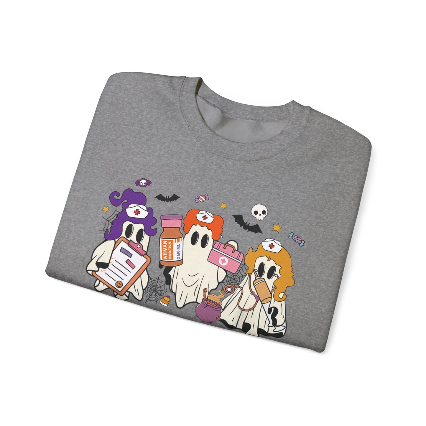 Funny Ghost pediatric nurse sweatshirt, Halloween sweatshirt, spooky season, ER RN, NICU nurse,  Halloween Nurse,, floral Halloween ghost,