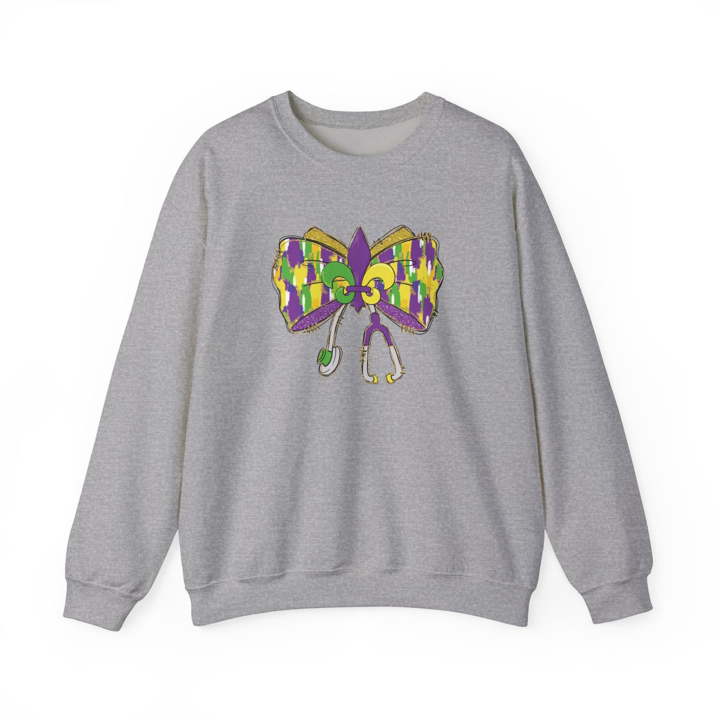 Mardi Gras  colorful bow Nurse Gildan Sweatshirt