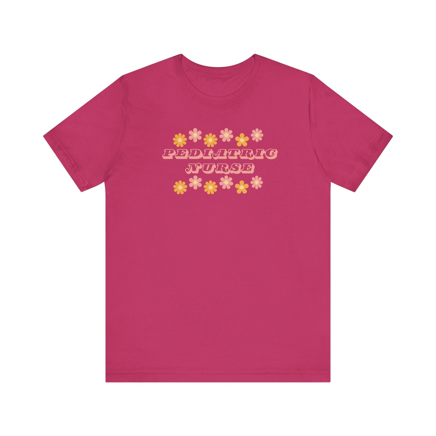 Retro flower power pediatric nurse Bella canvas tshirt, cute spring summer nurse shirt
