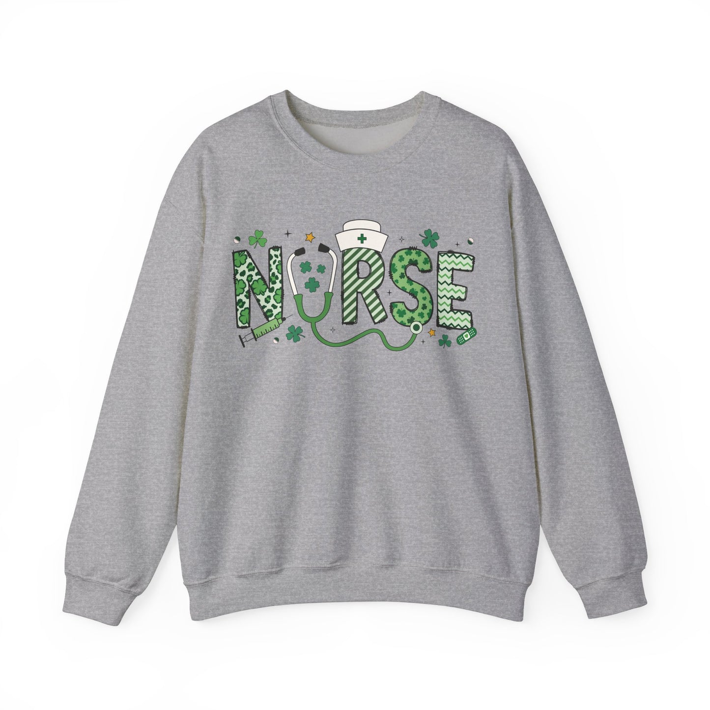 Festive Nurse St. Patricks Day Sweatshirt,  RN sweatershirt, ER Nurse, NICU Nurse, PICU nurse, clover, lucky nurse sweatshirt.
