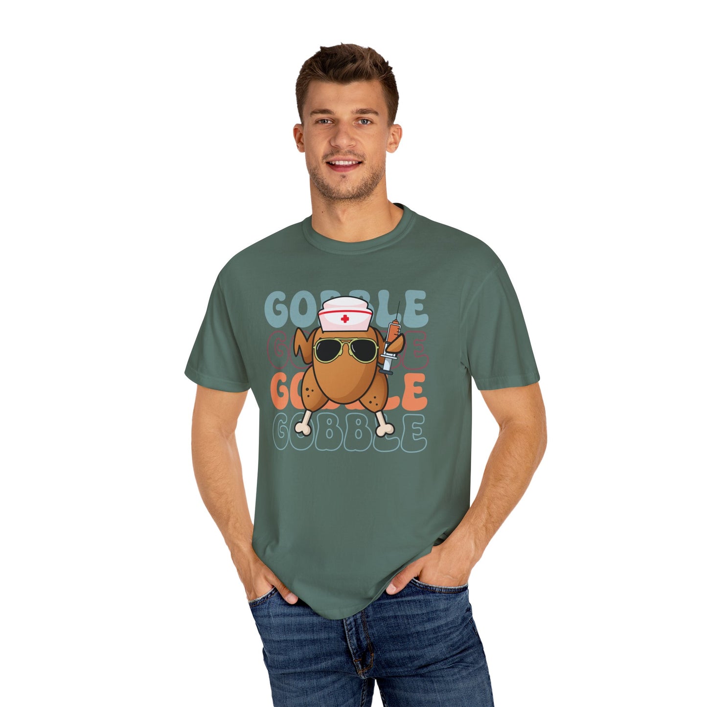 Funny gobble gobble turkey  Thanksgiving Comfort colors tshirt