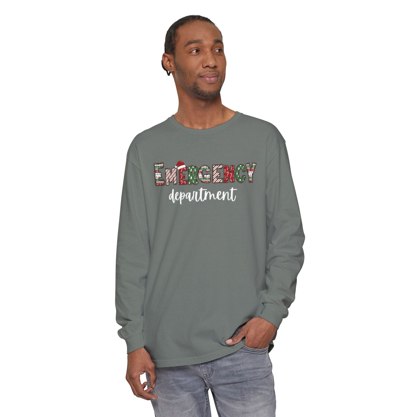 Comfort colors Christmas emergency department long sleeve, get festive with your coworkers !