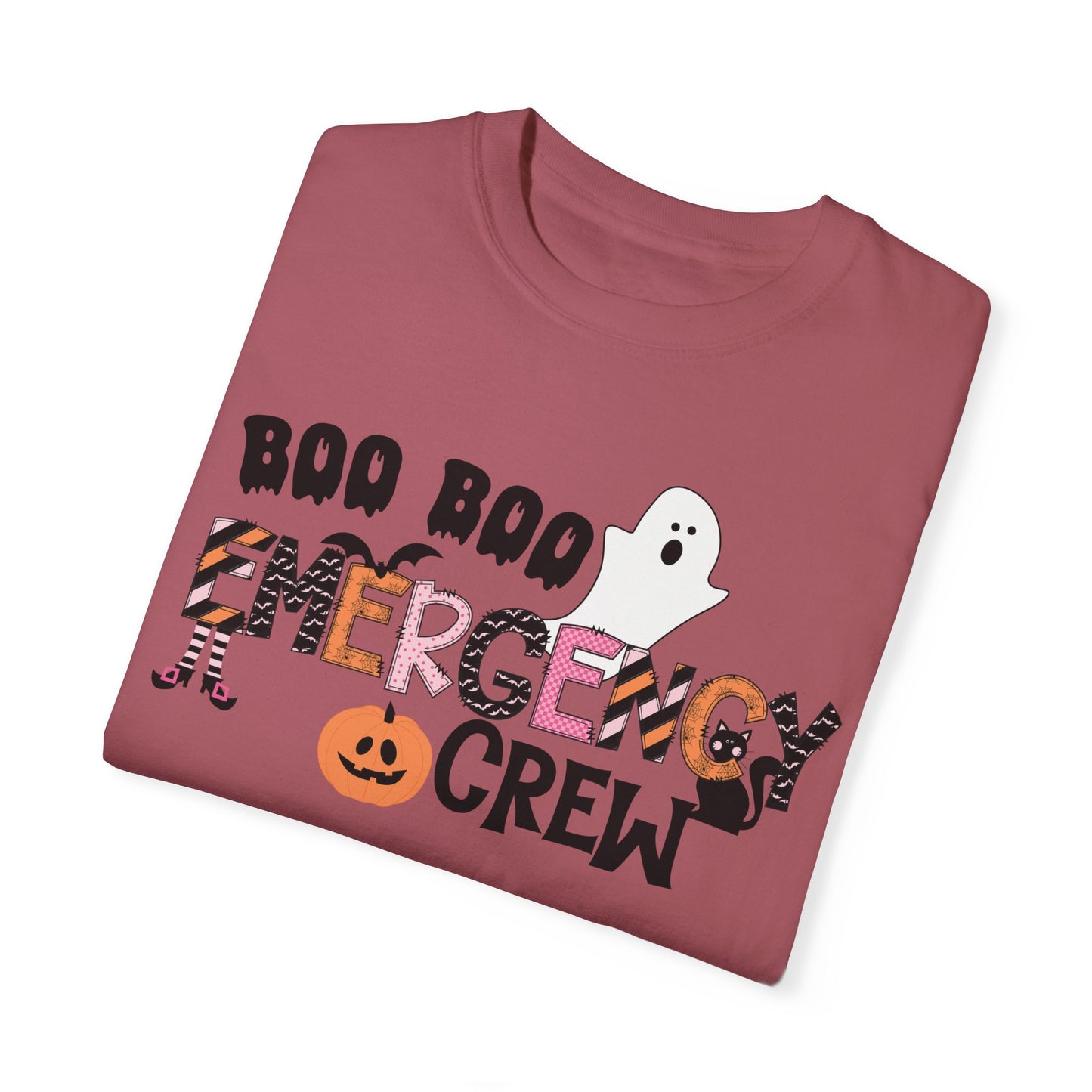 Boo boo crew nurse shirt, emergency nurse, RN Halloween shirt , comfort colors pink and orange ghost shirt, boo,  ER RN, medical shirt