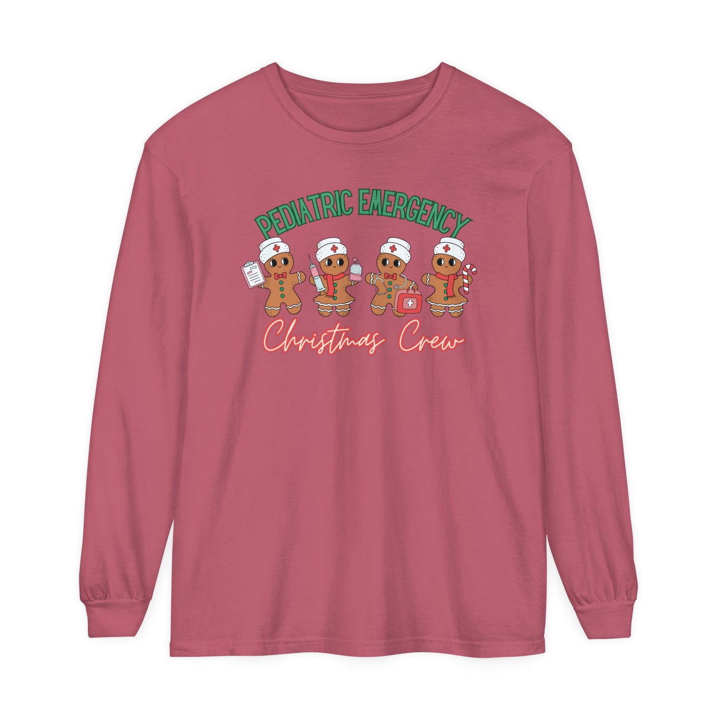 Pediatric Emergency Christmas Crew Gingerbread shirt, Christmas Long Sleeve Shirt, Nurse Christmas, comfort colors, Pediatric Department