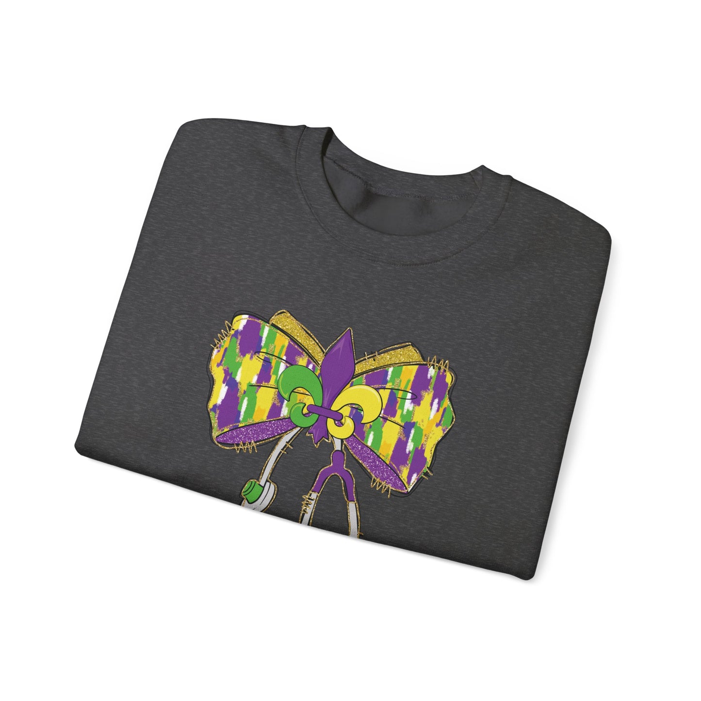 Mardi Gras  colorful bow Nurse Gildan Sweatshirt