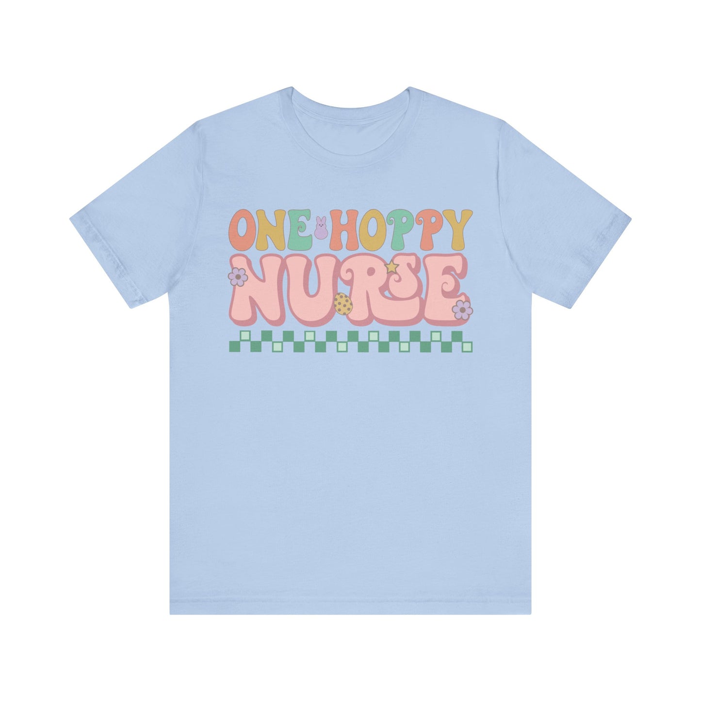 One Hoppy Nurse Easter Women Shirt, Retro Chick, Nurse shirt, teacher shirt, Easter nurse, punny shirt, funny woman shirt.