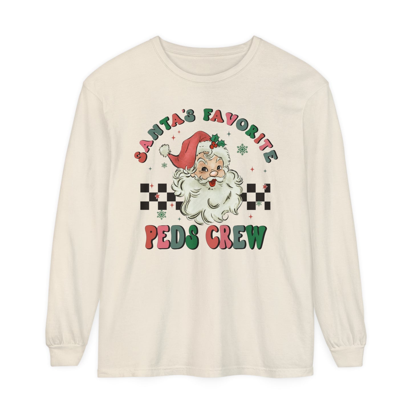 Pediatric Nurse Christmas Long Sleeve Shirt, Santa shirt, Nurse Christmas, Christmas comfort colors, Pediatric Department shirt