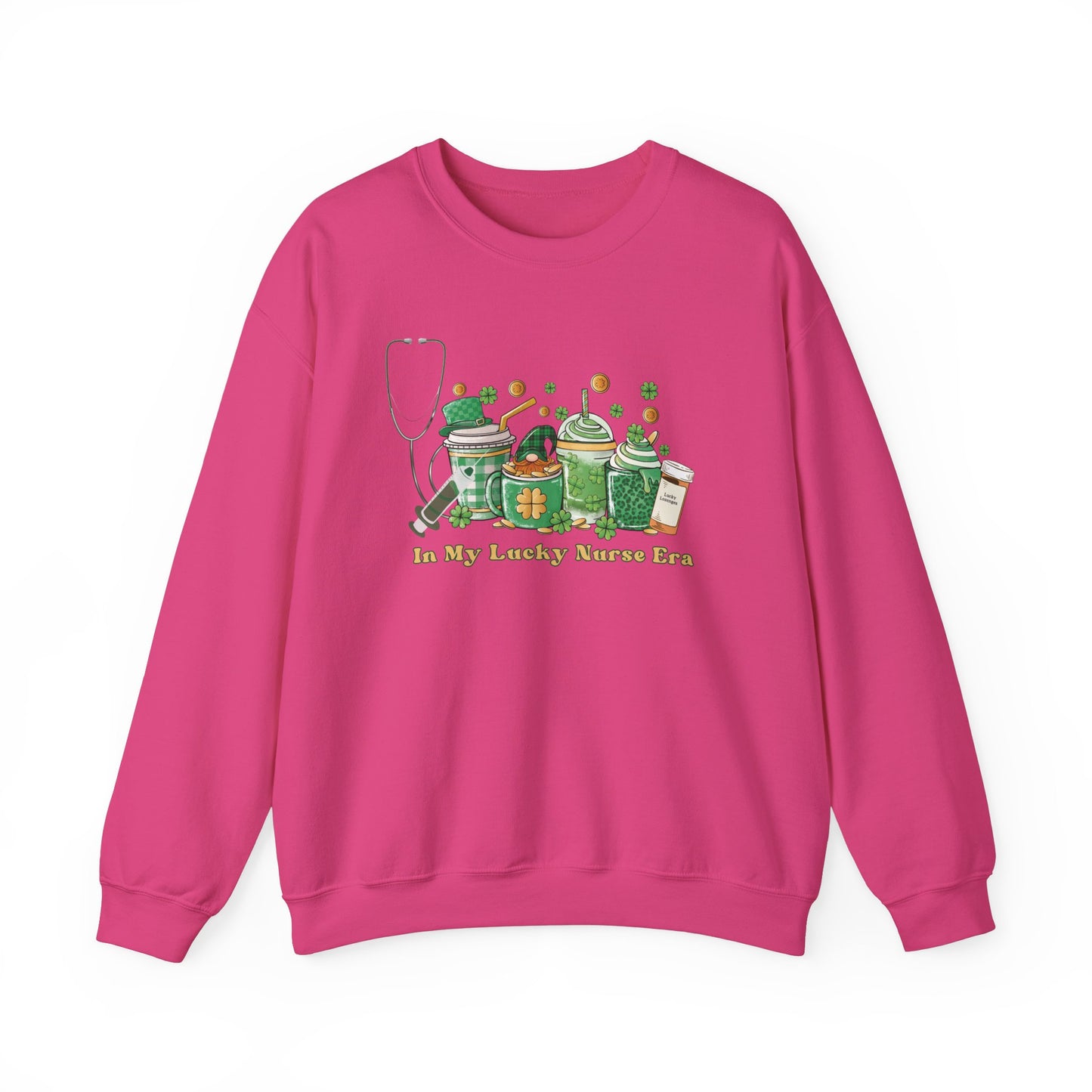 Nurse St. Patricks Sweatshirt , In my lucky Nurse Era, coffee, stethoscope, shots sweatshirt.