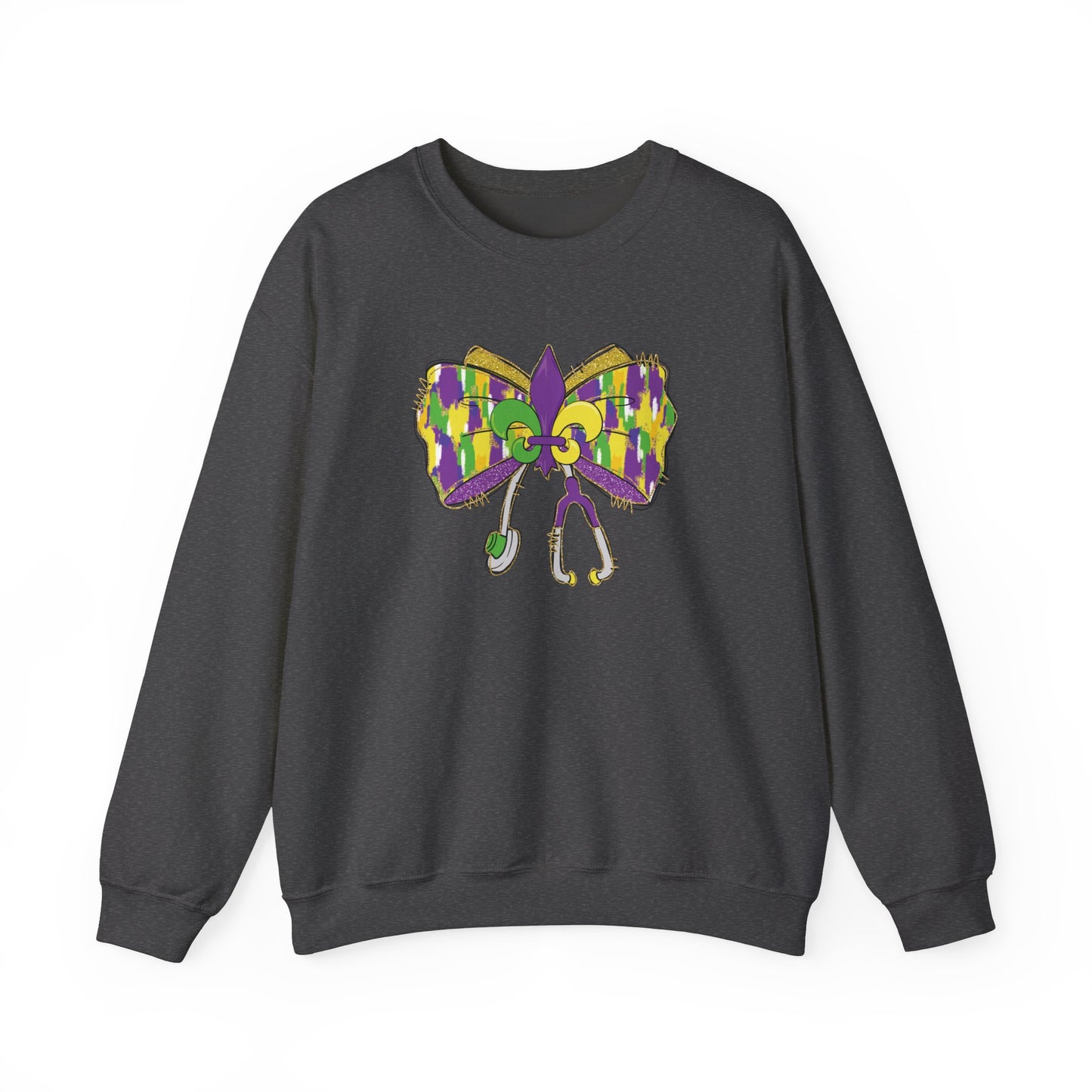 Mardi Gras  colorful bow Nurse Gildan Sweatshirt